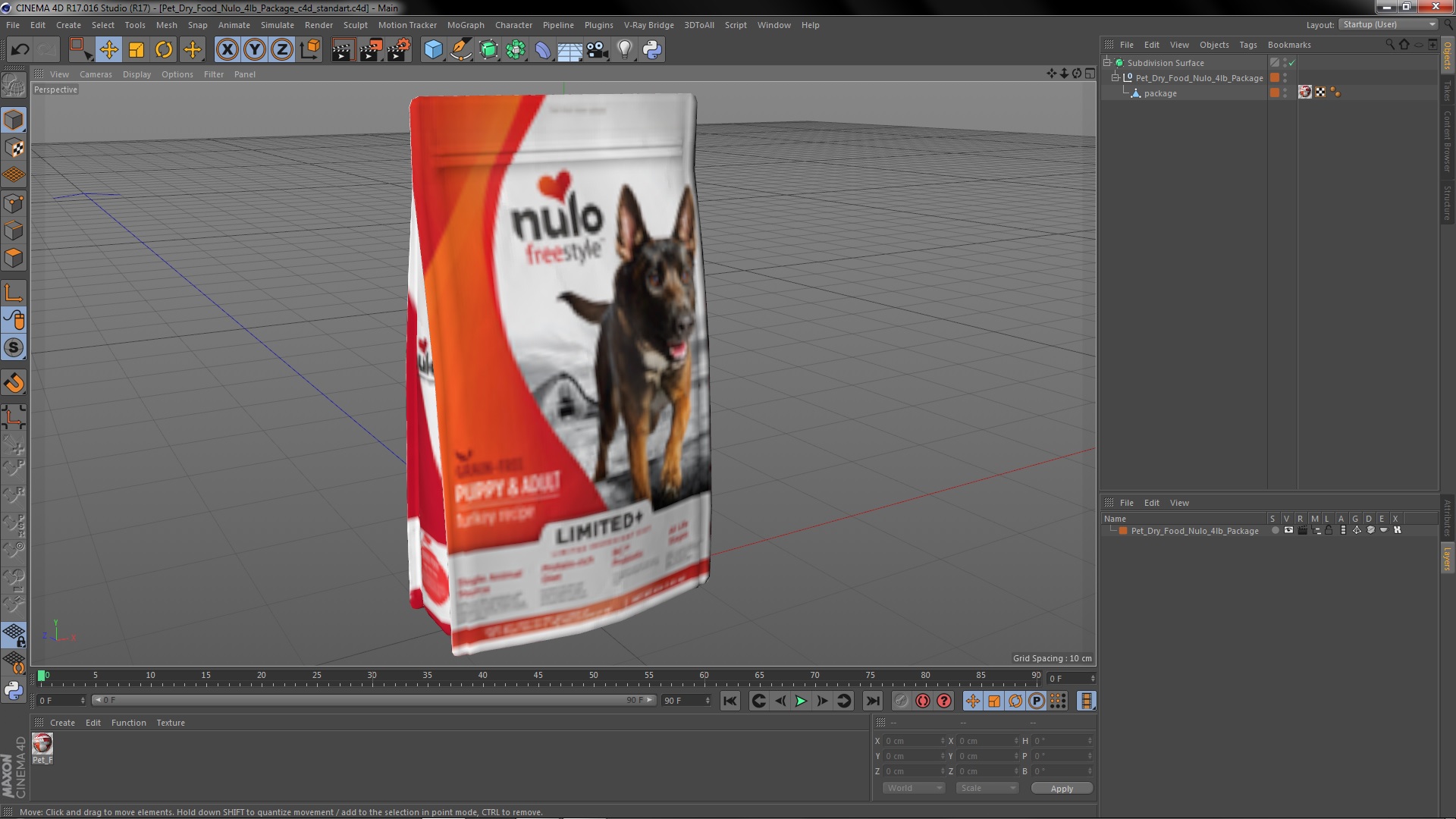 Pet Dry Food Nulo 4lb Package 3D model