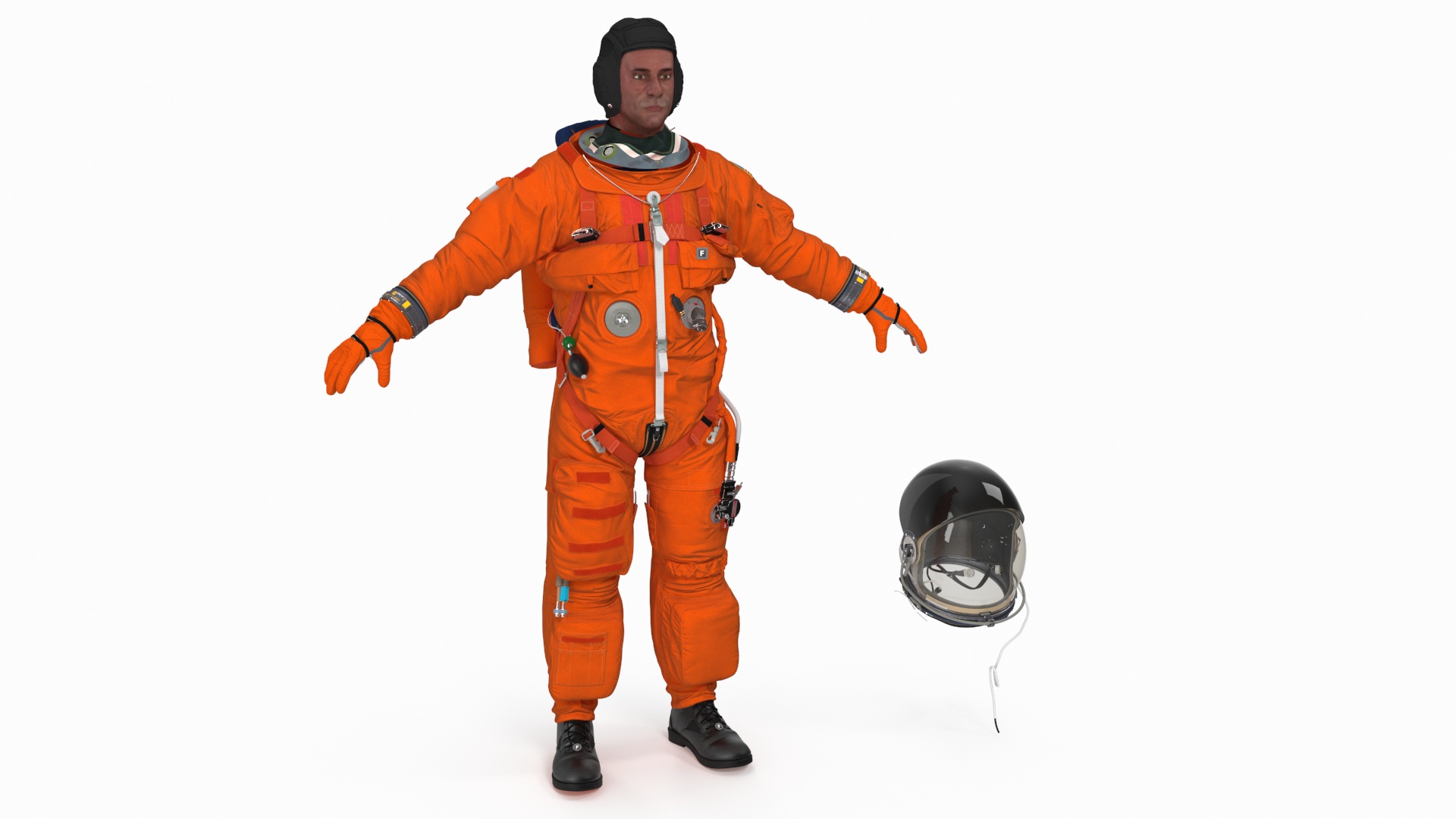 3D Detailed Astronaut Wearing Advanced Crew Escape Suit Fur