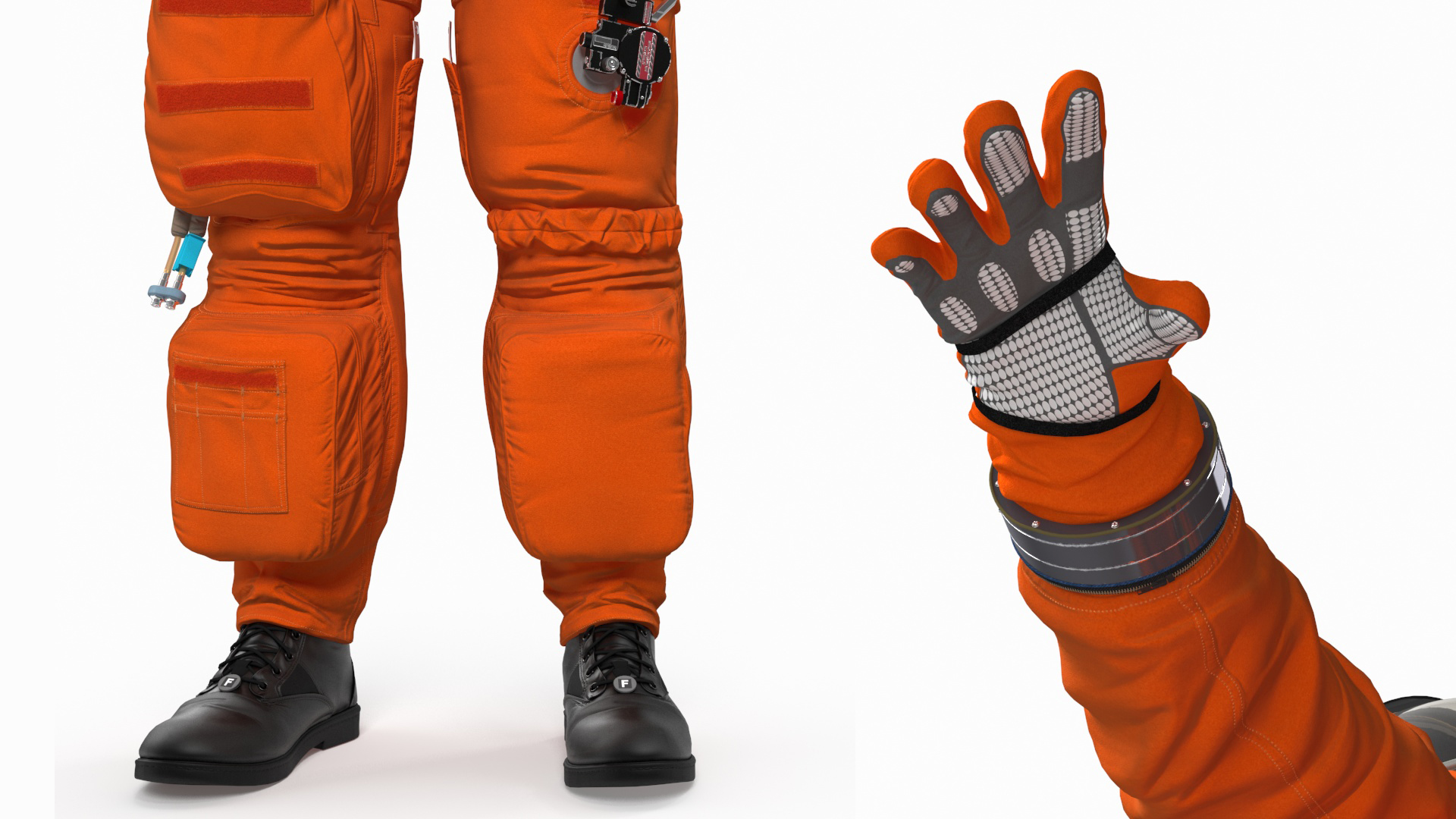 3D Detailed Astronaut Wearing Advanced Crew Escape Suit Fur