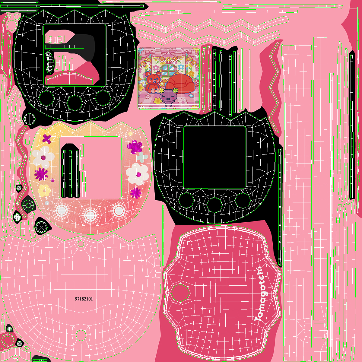 3D Tamagotchi Pix Floral Pink