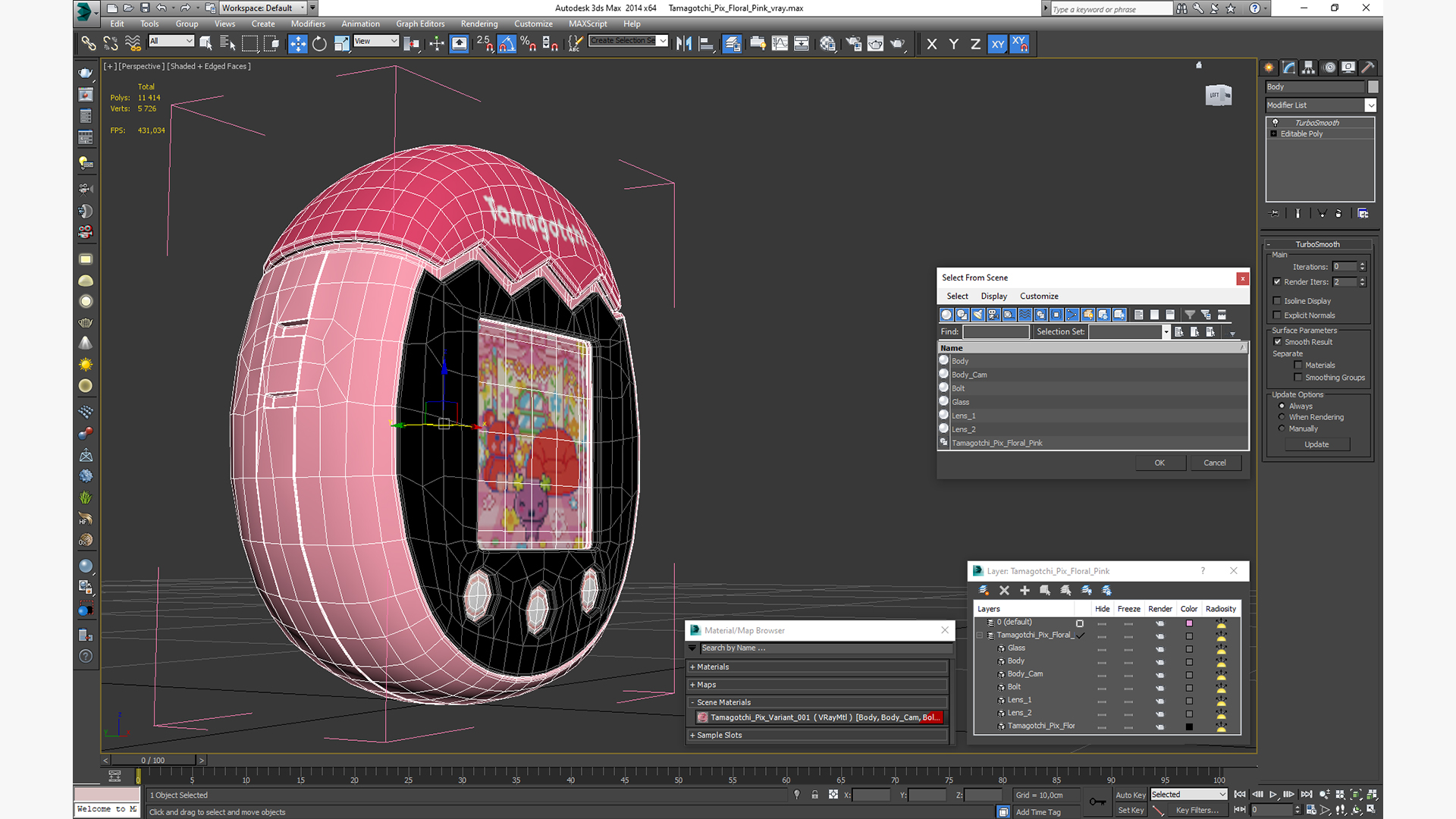 3D Tamagotchi Pix Floral Pink