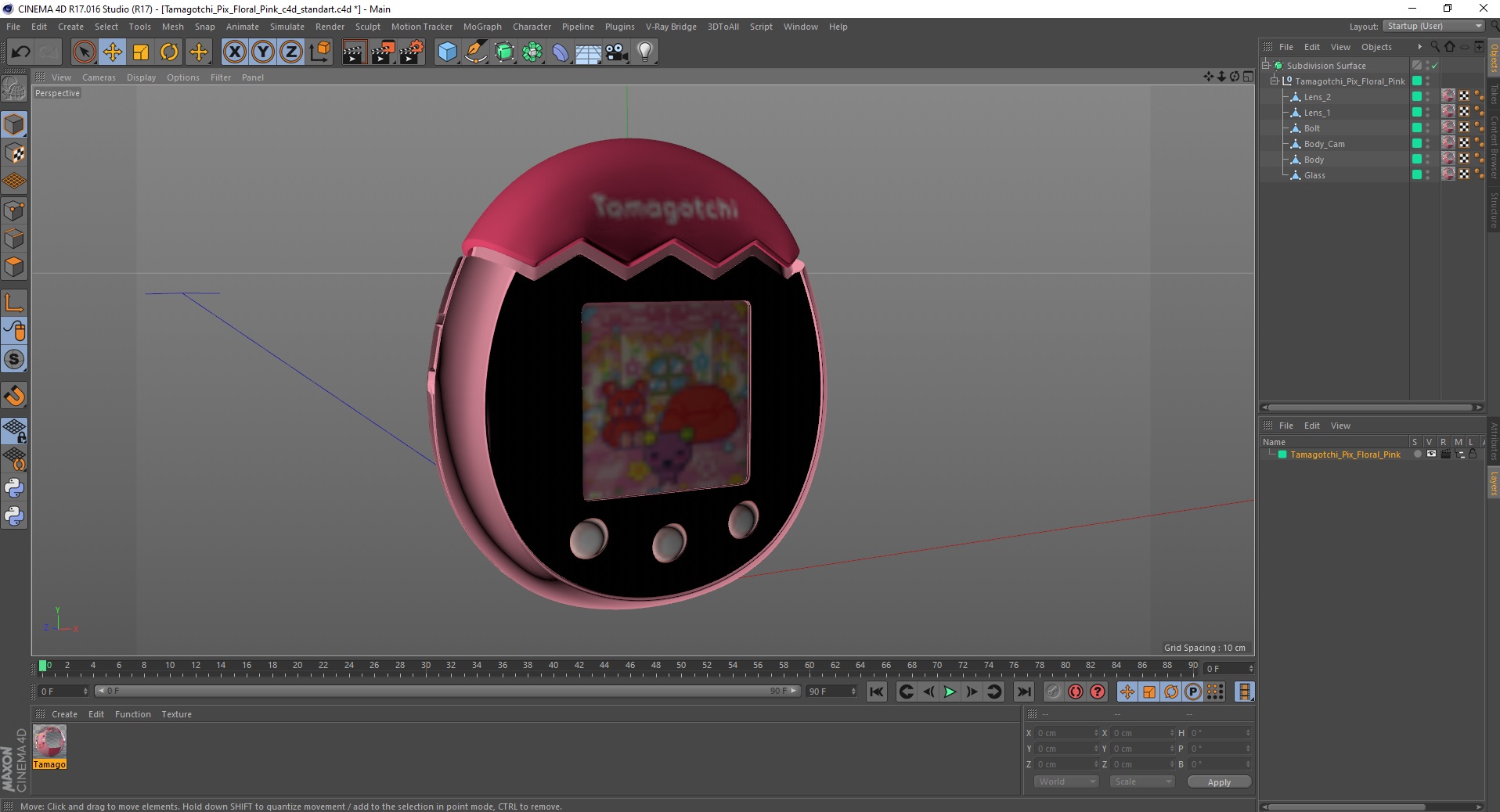 3D Tamagotchi Pix Floral Pink