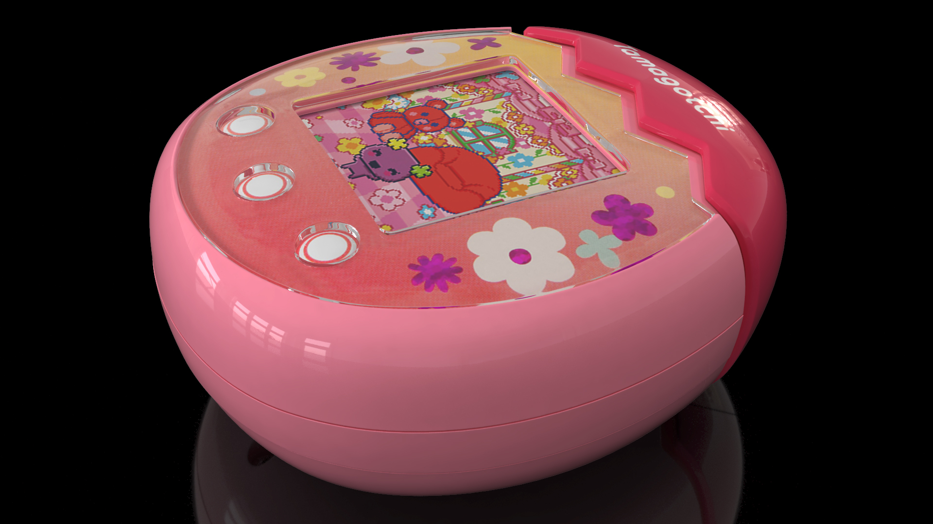 3D Tamagotchi Pix Floral Pink