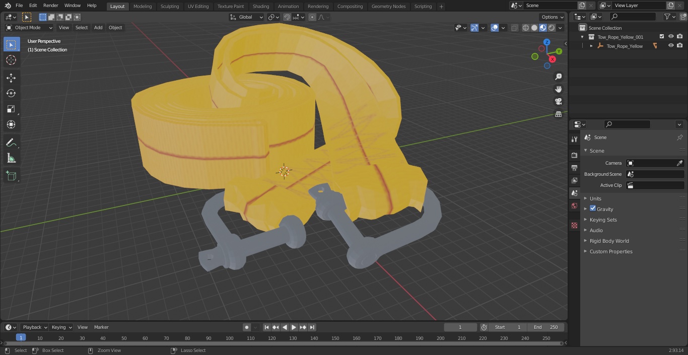 3D model Tow Rope Yellow