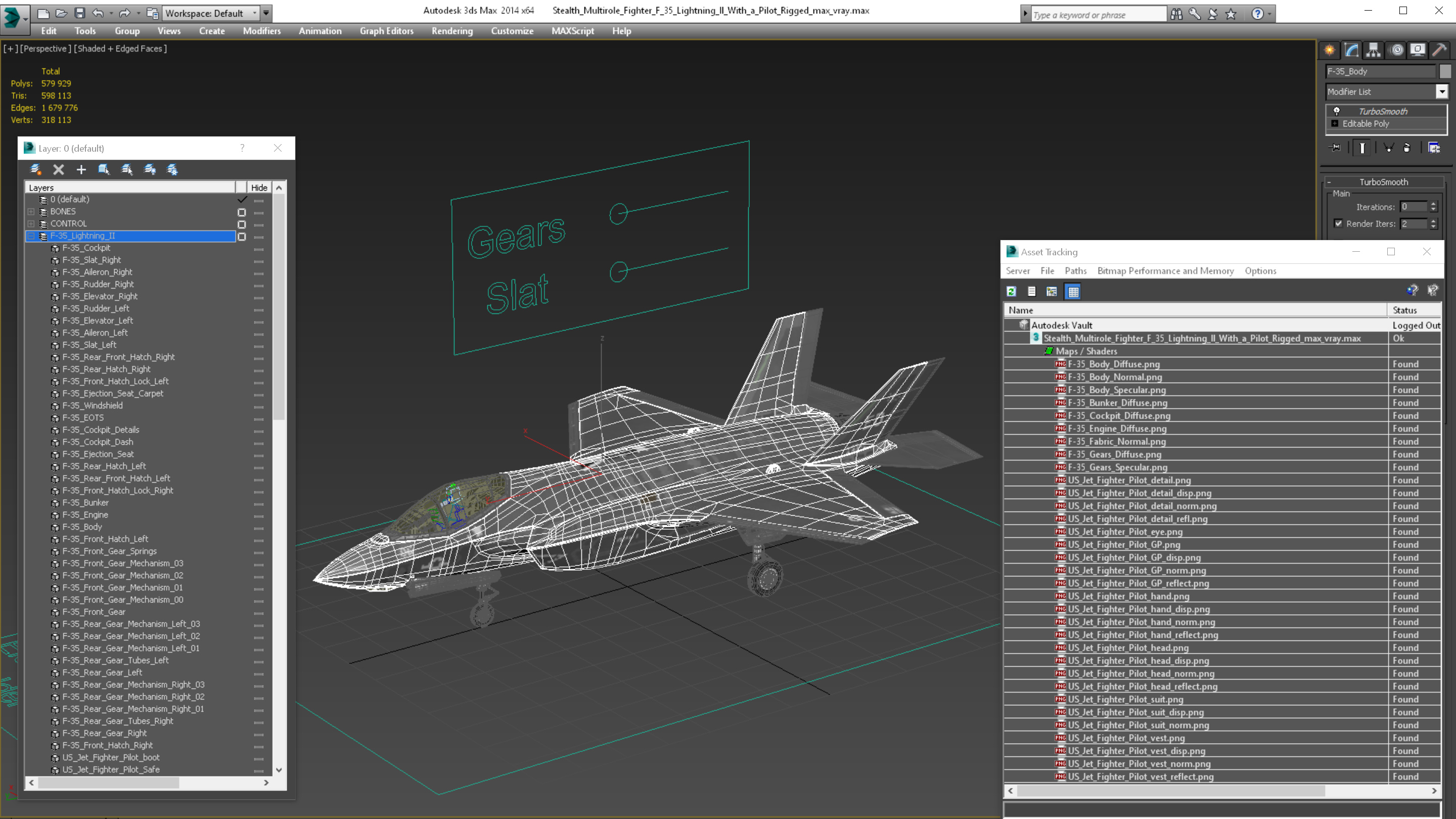 3D Stealth Multirole Fighter F 35 Lightning II With a Pilot Rigged model