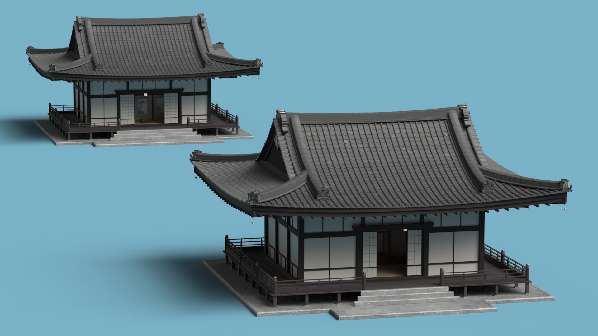 3D Japan Traditional House Dark model