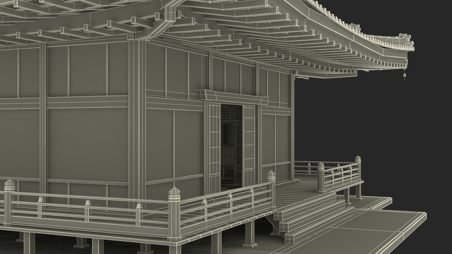 3D Japan Traditional House Dark model