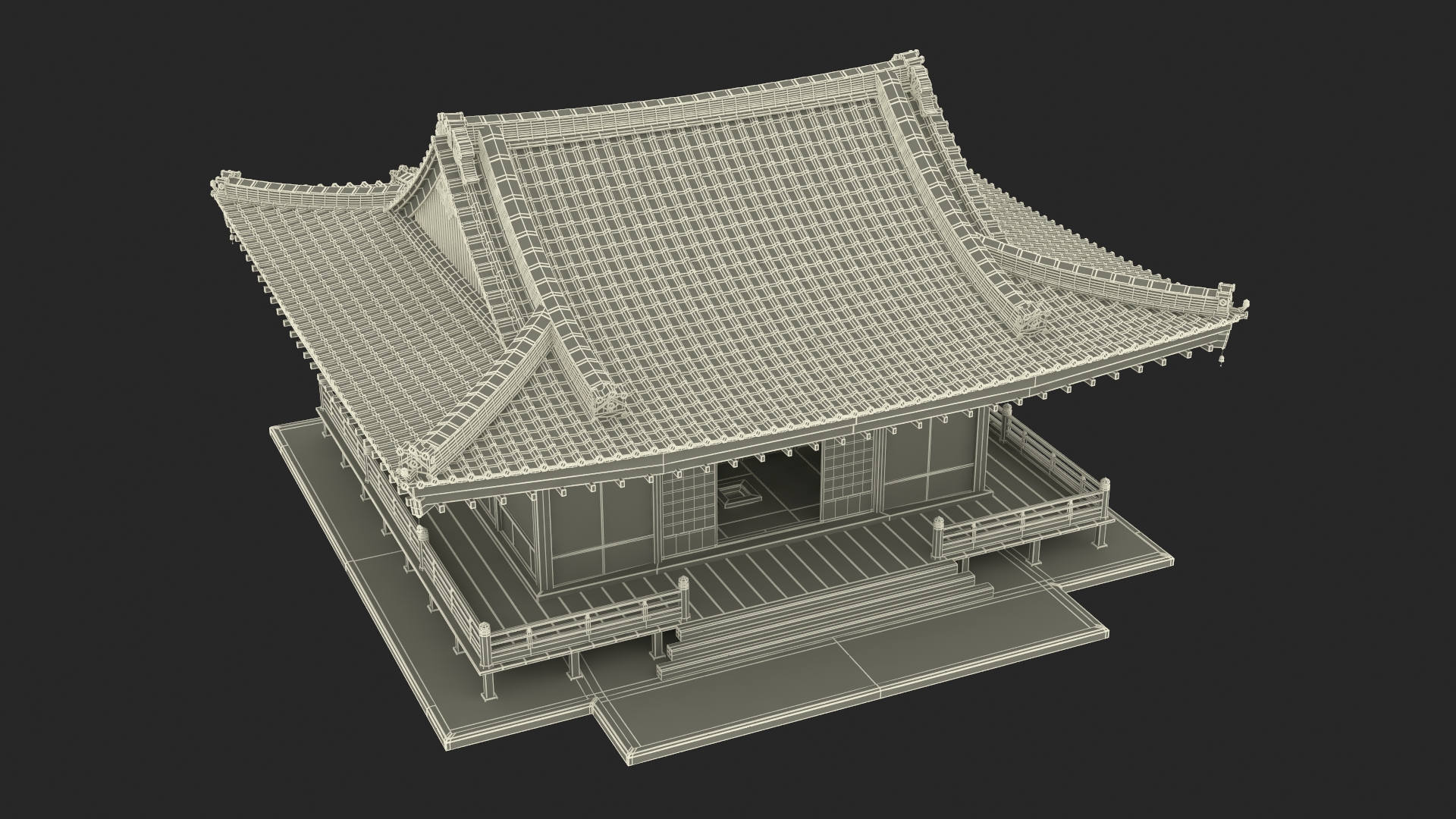 3D Japan Traditional House Dark model