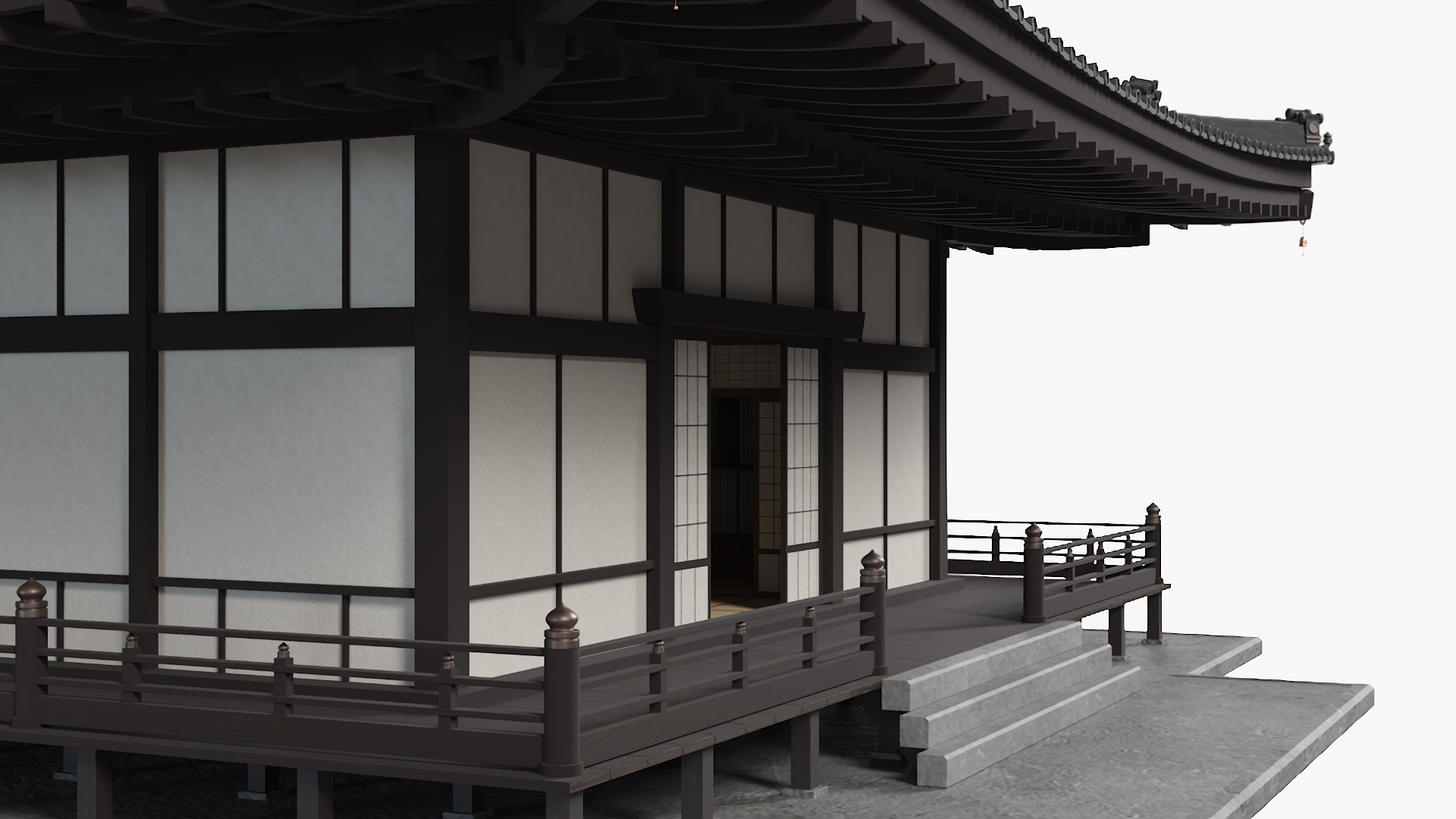 3D Japan Traditional House Dark model