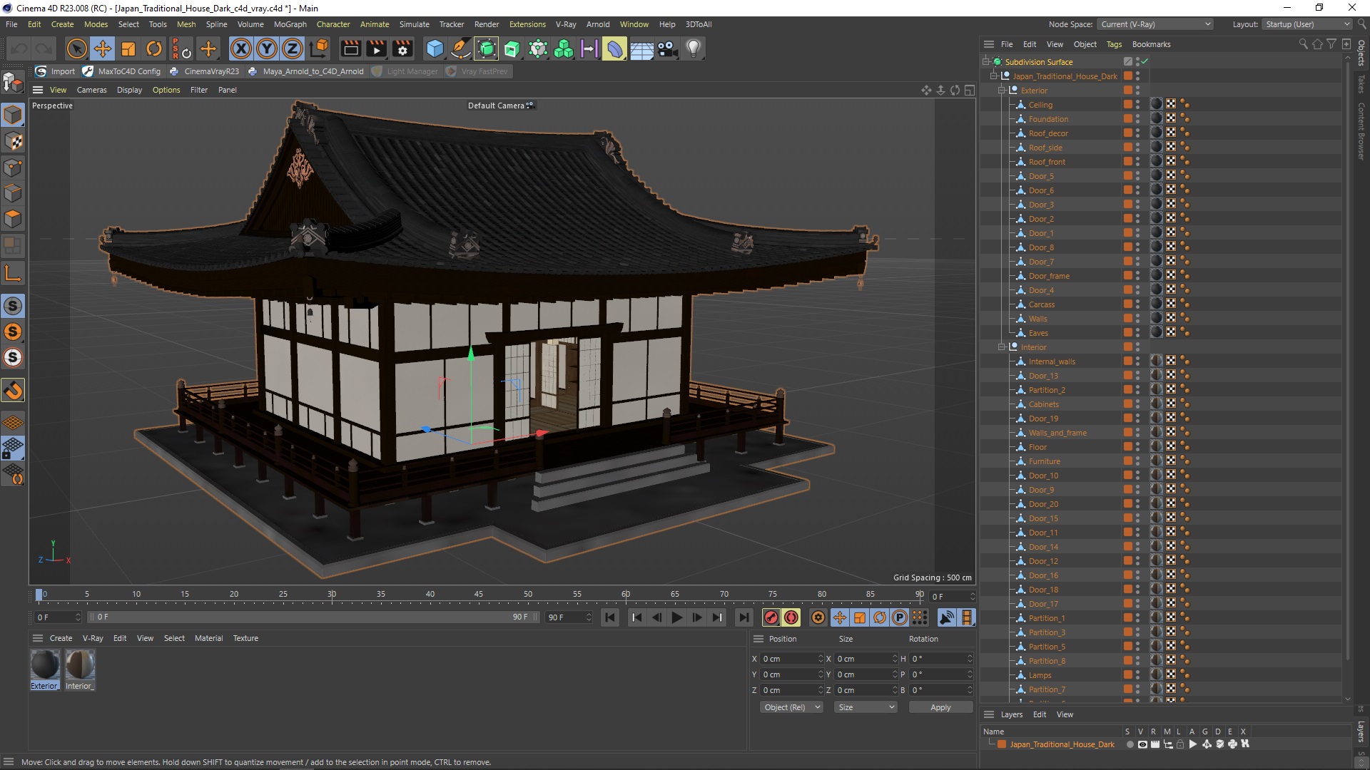 3D Japan Traditional House Dark model