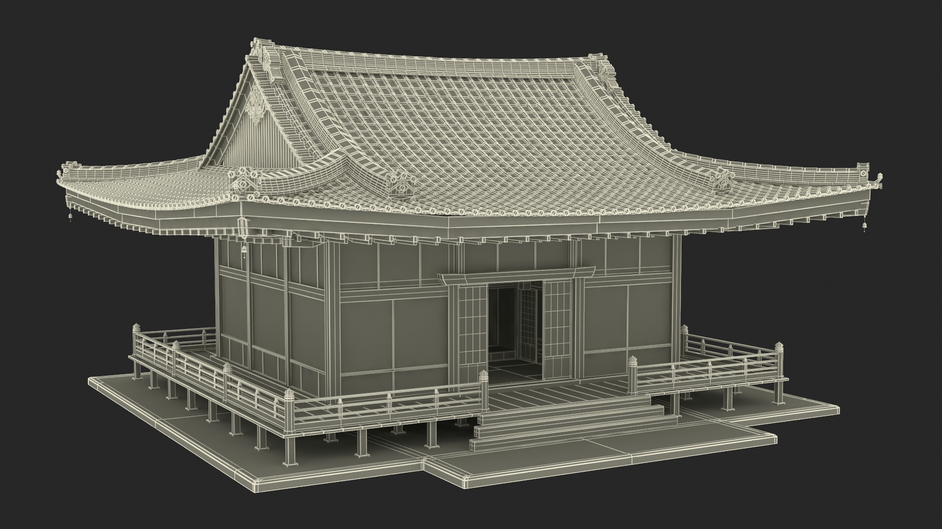 3D Japan Traditional House Dark model