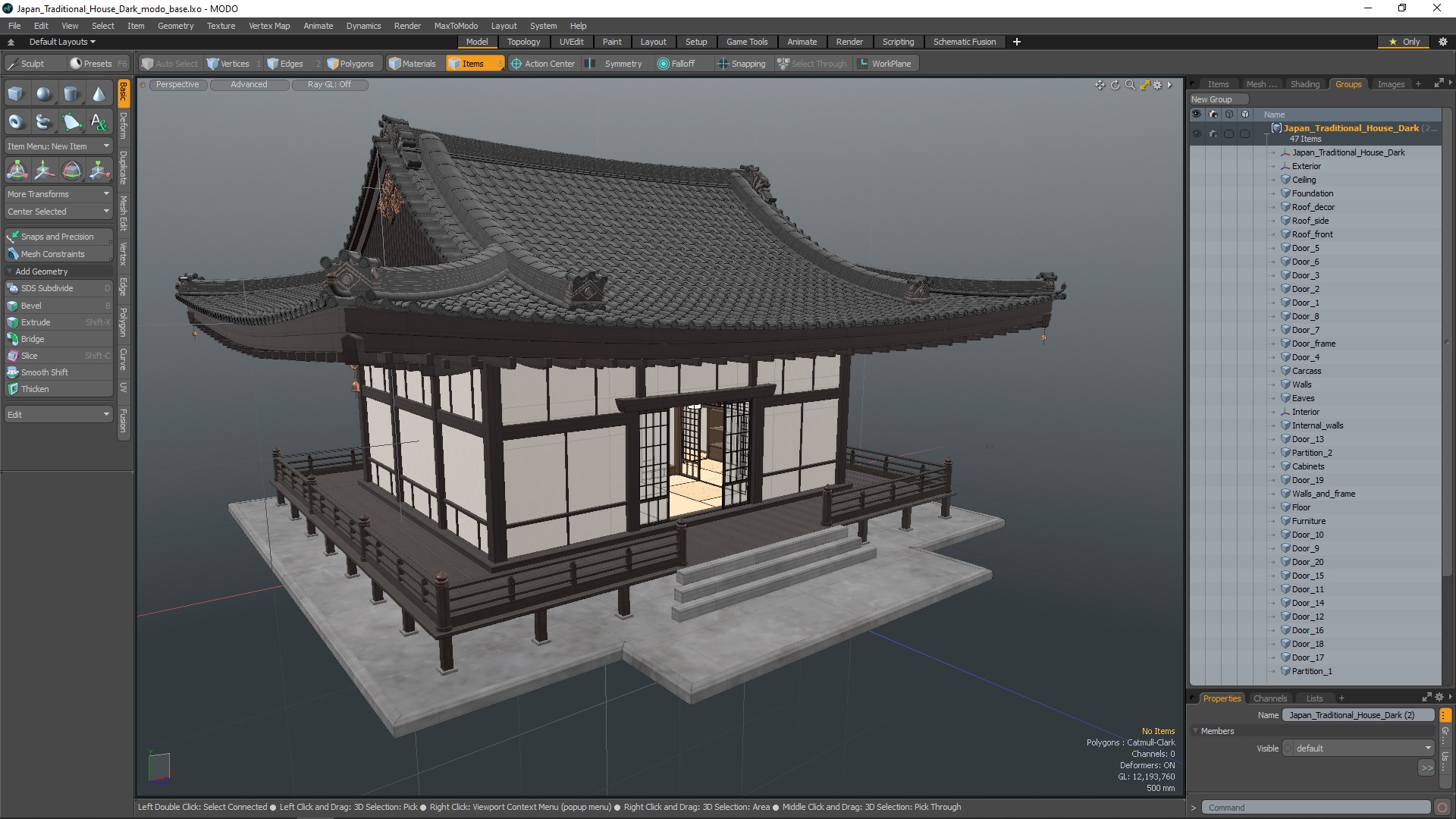 3D Japan Traditional House Dark model