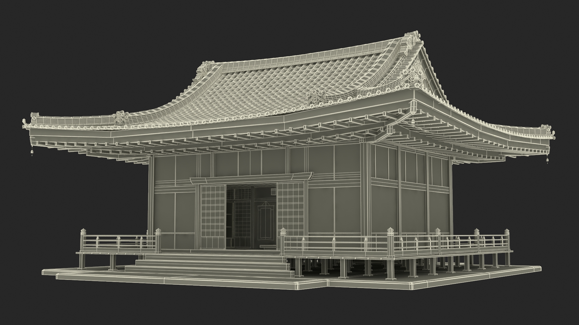 3D Japan Traditional House Dark model