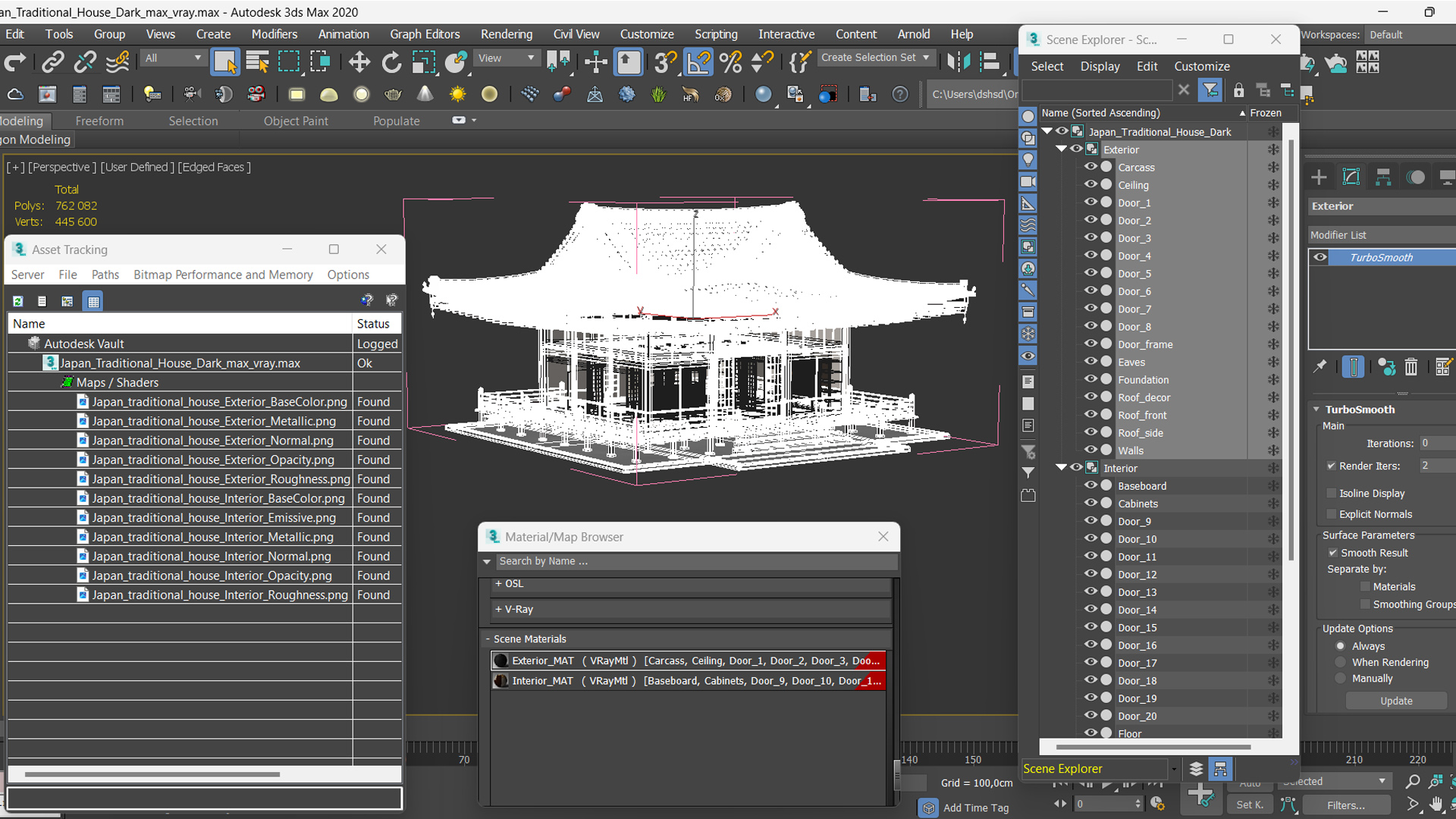 3D Japan Traditional House Dark model