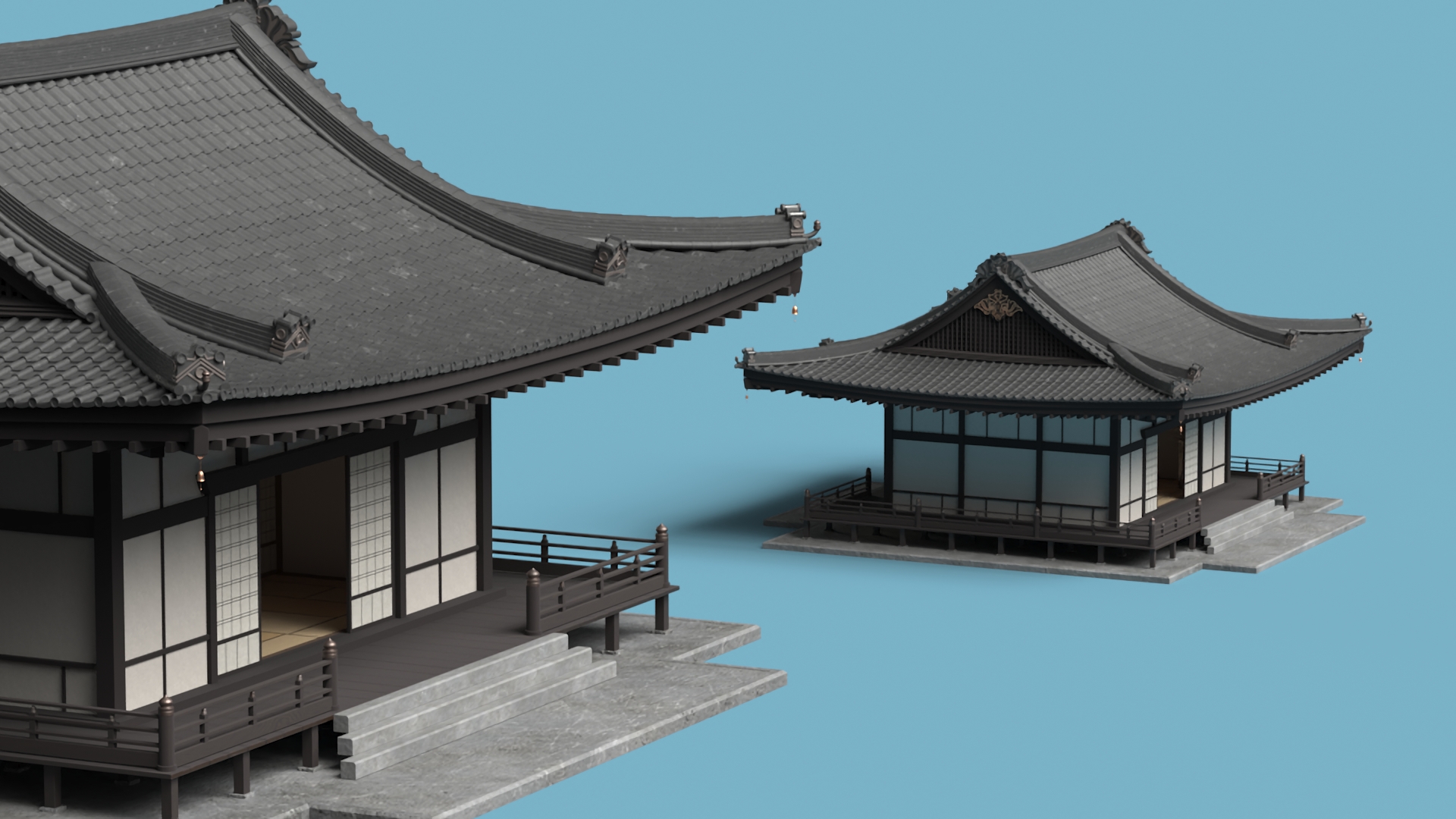 3D Japan Traditional House Dark model