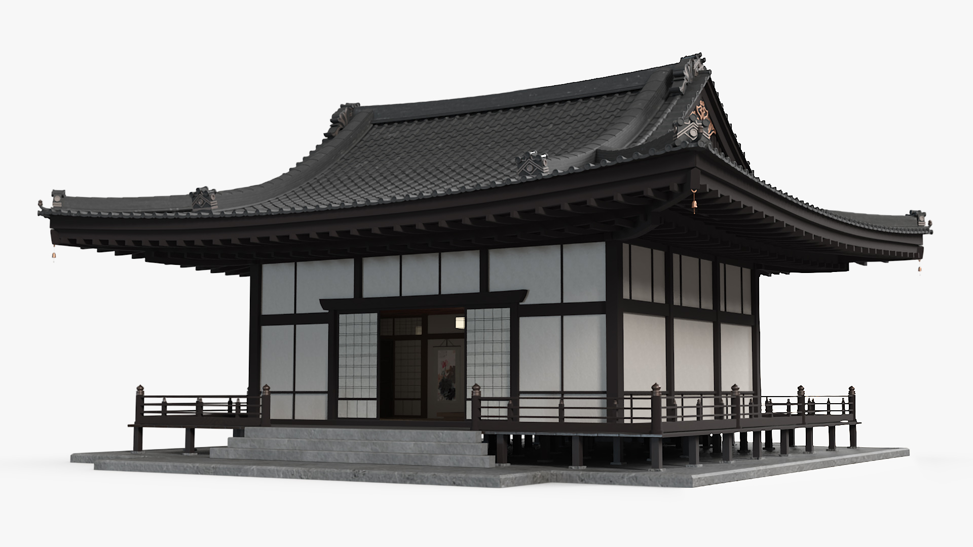 3D Japan Traditional House Dark model
