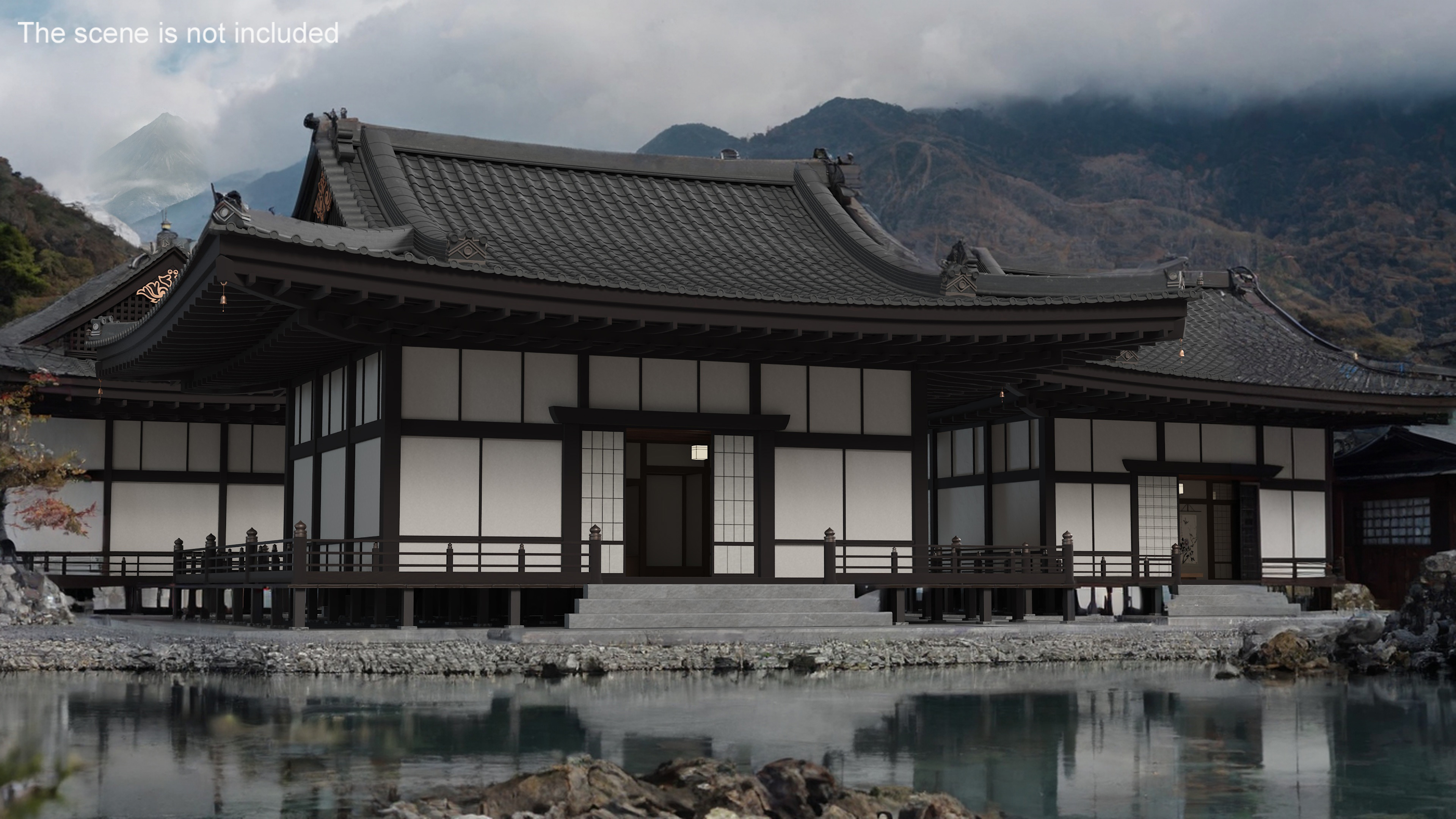 3D Japan Traditional House Dark model