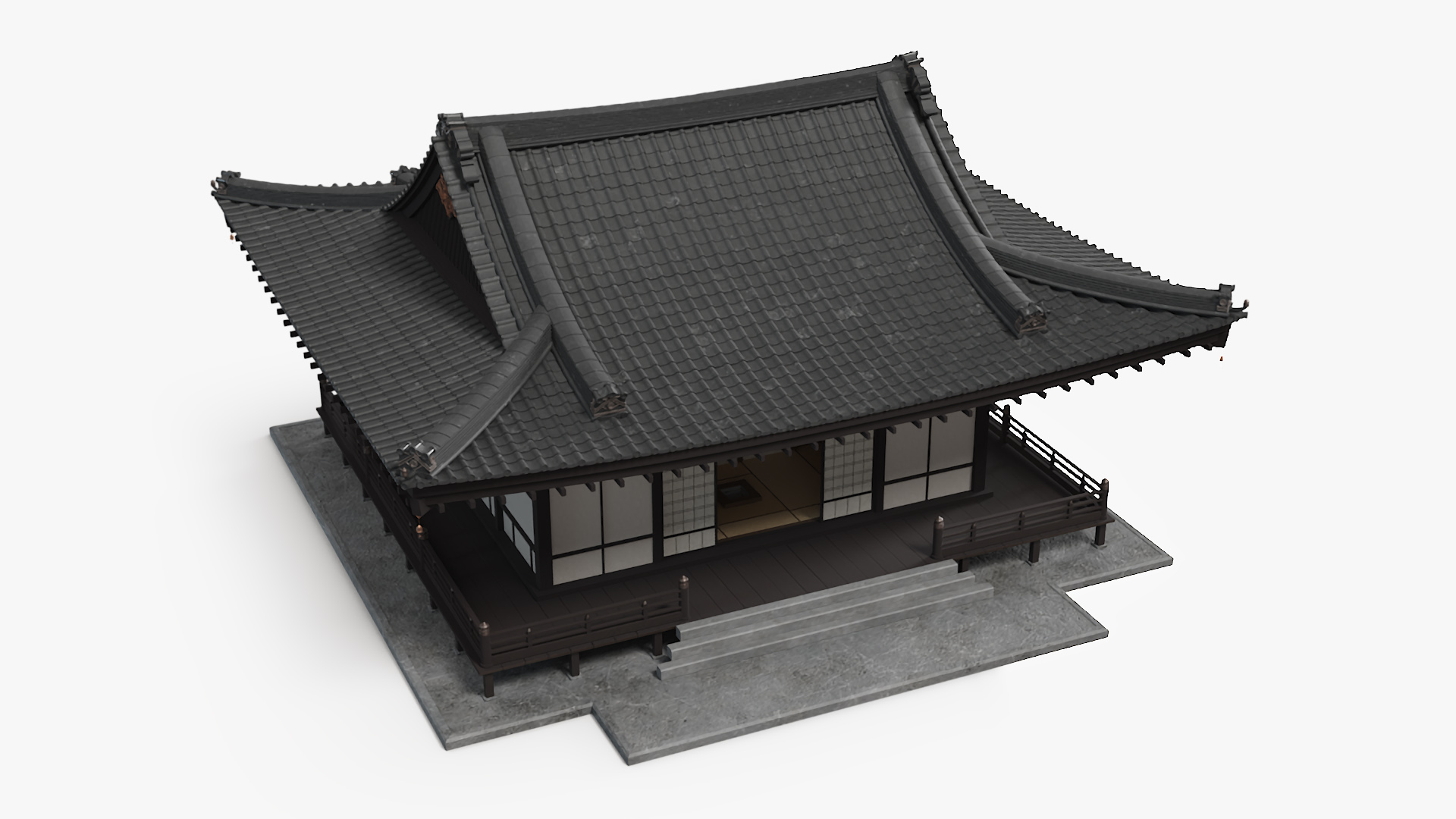3D Japan Traditional House Dark model