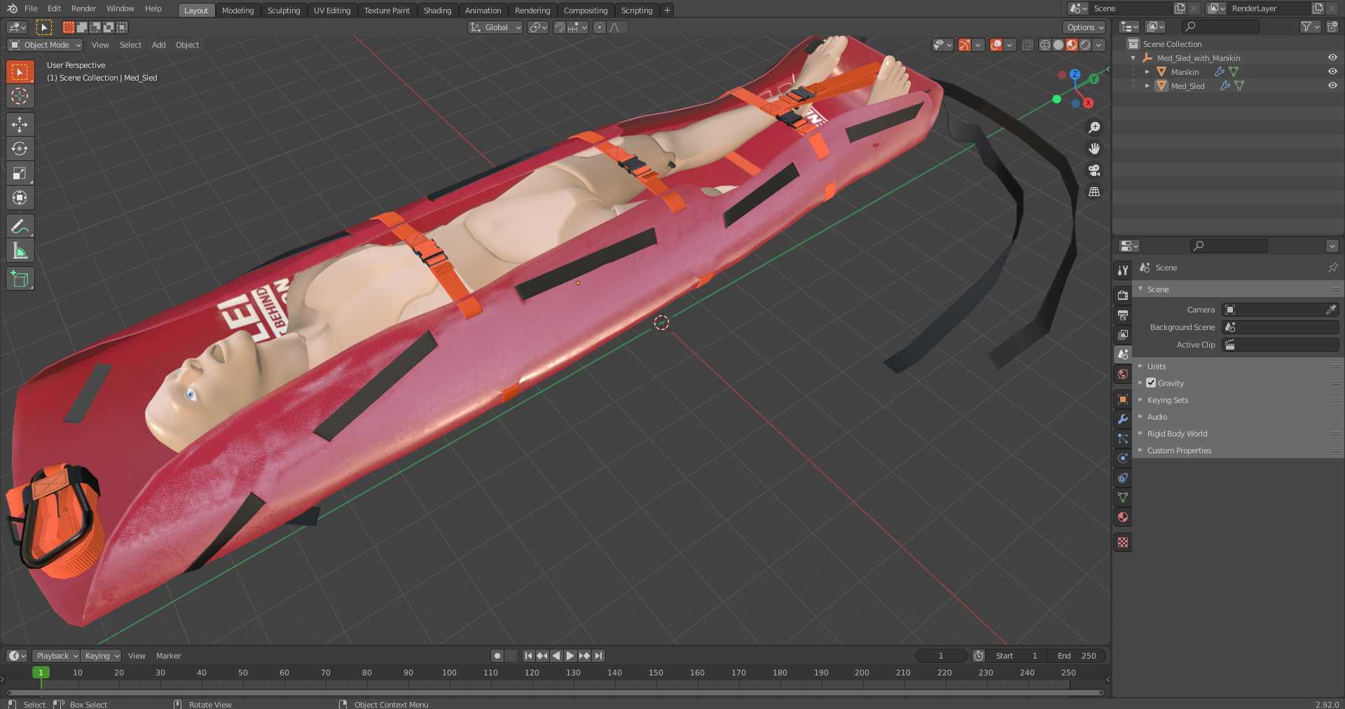 3D Med Sled with Manikin