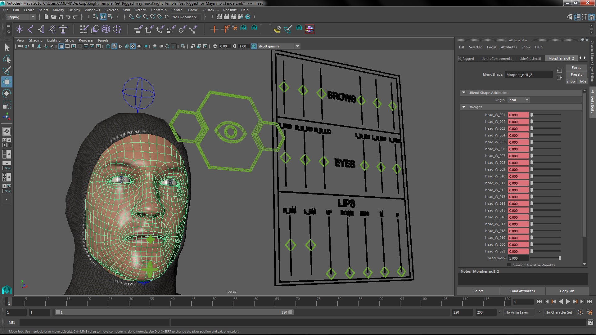 Knight Templar Set Rigged for Maya 3D model