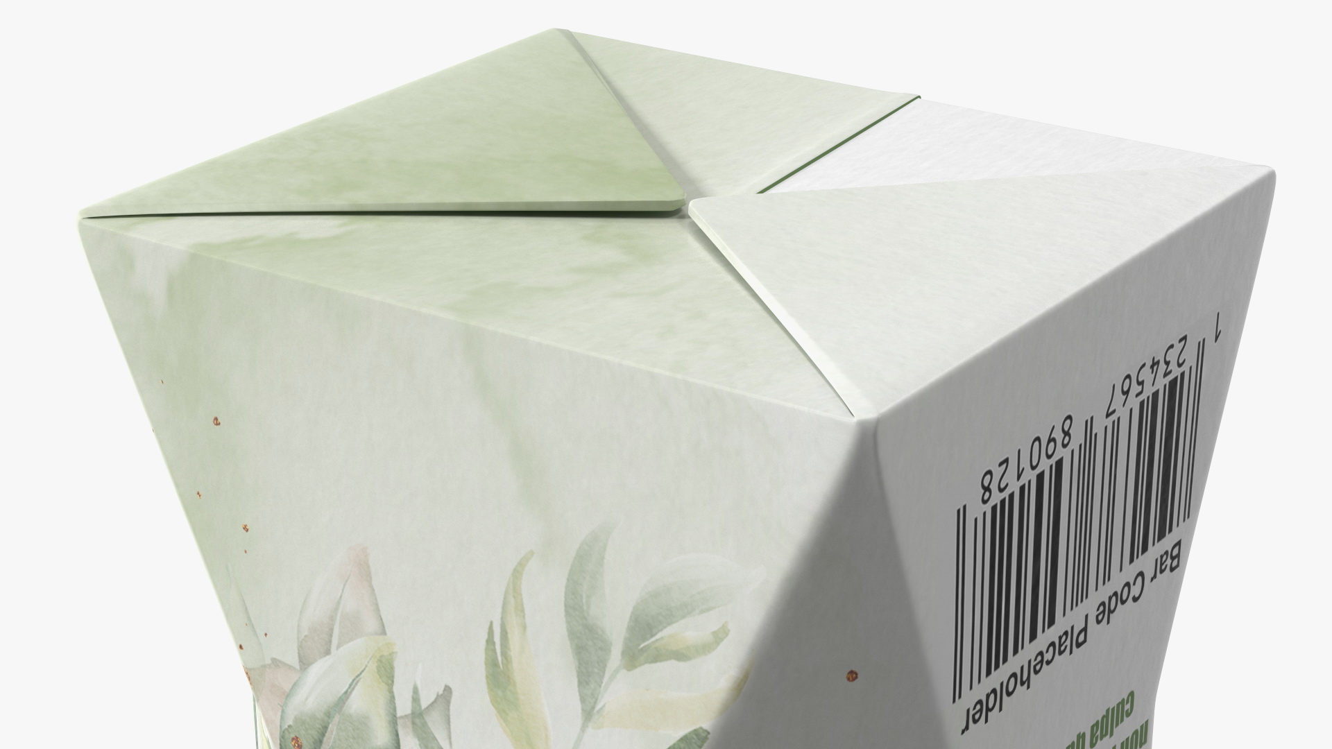 Mockup Small Aseptic Carton with Cap Green 3D