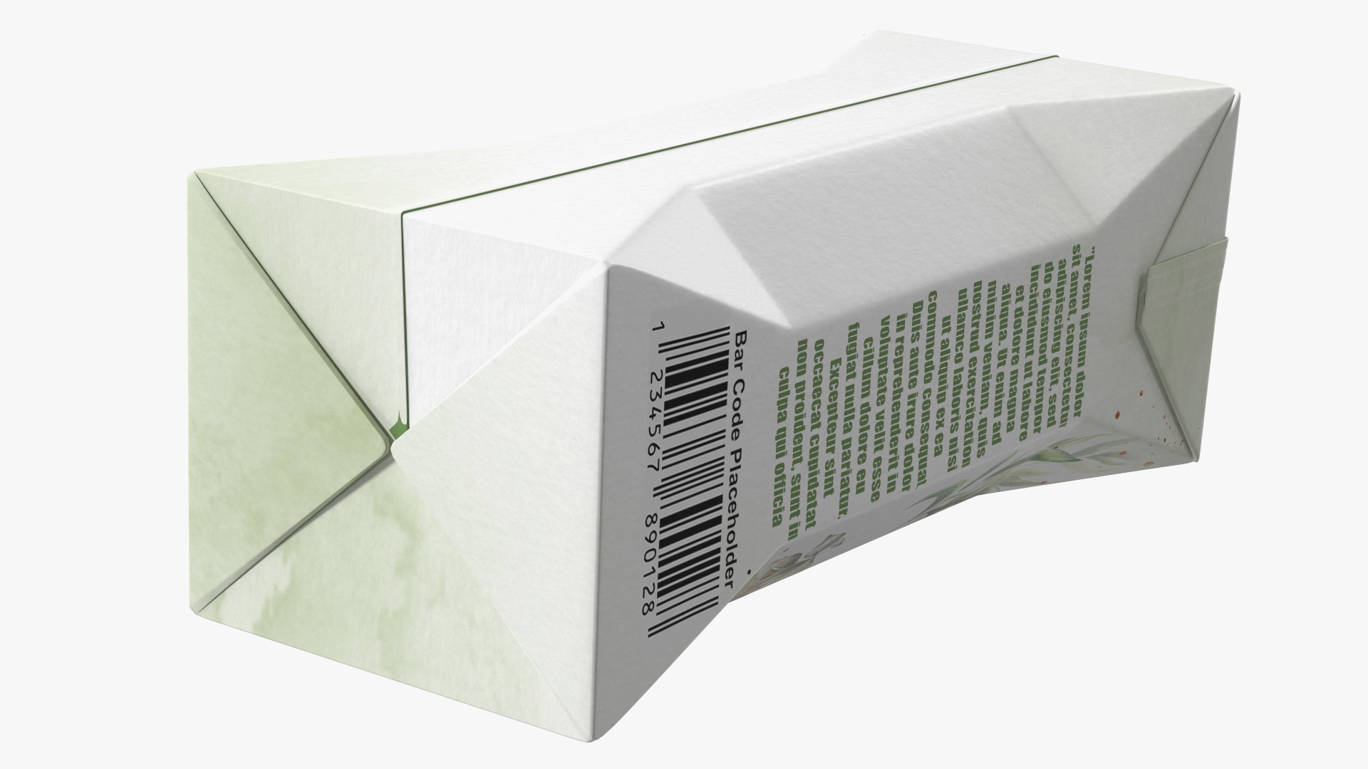 Mockup Small Aseptic Carton with Cap Green 3D