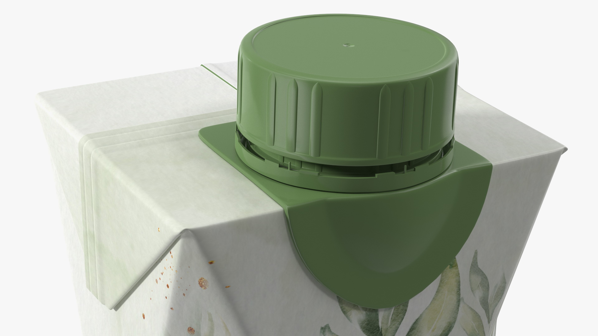 Mockup Small Aseptic Carton with Cap Green 3D