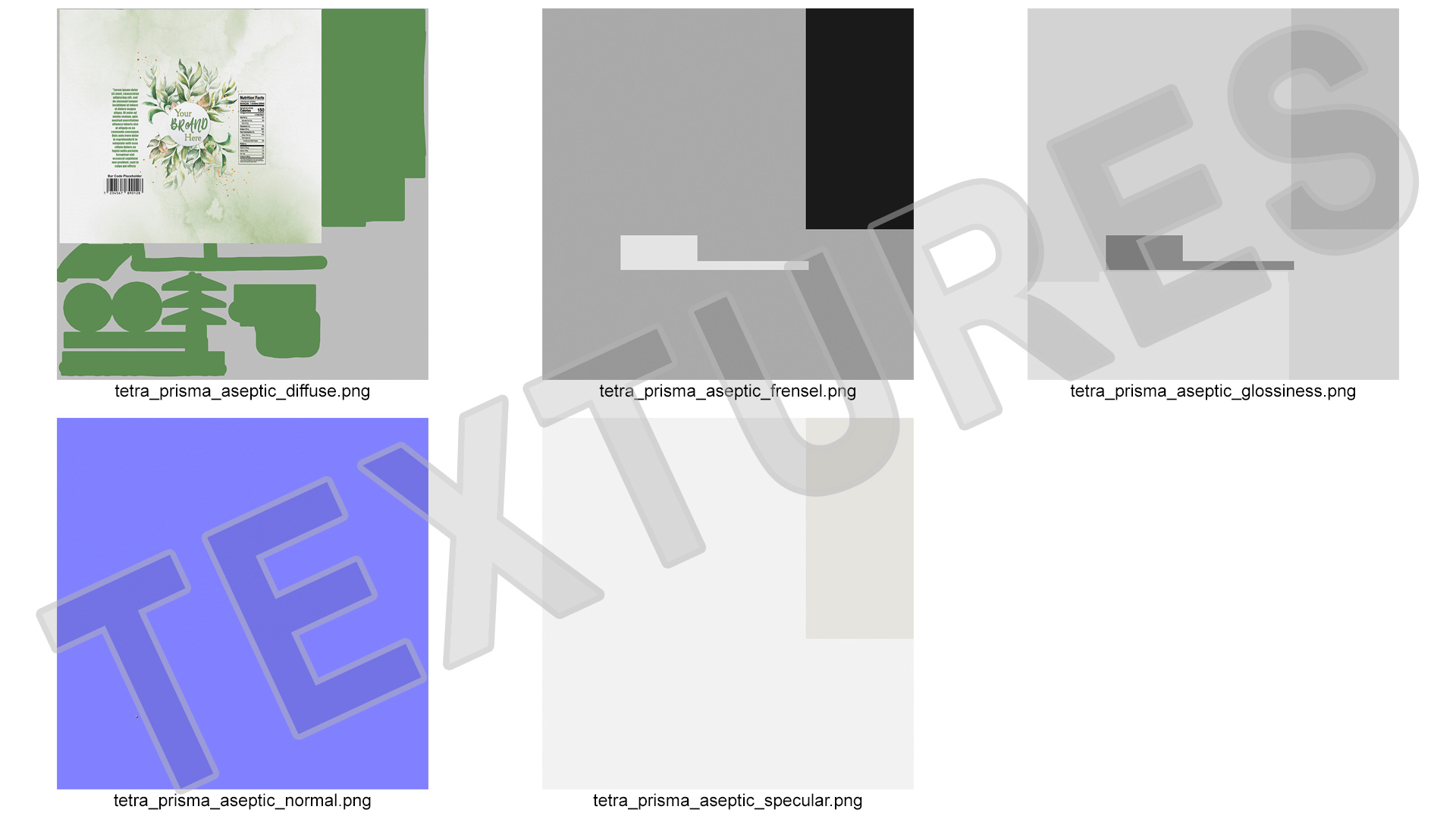 Mockup Small Aseptic Carton with Cap Green 3D