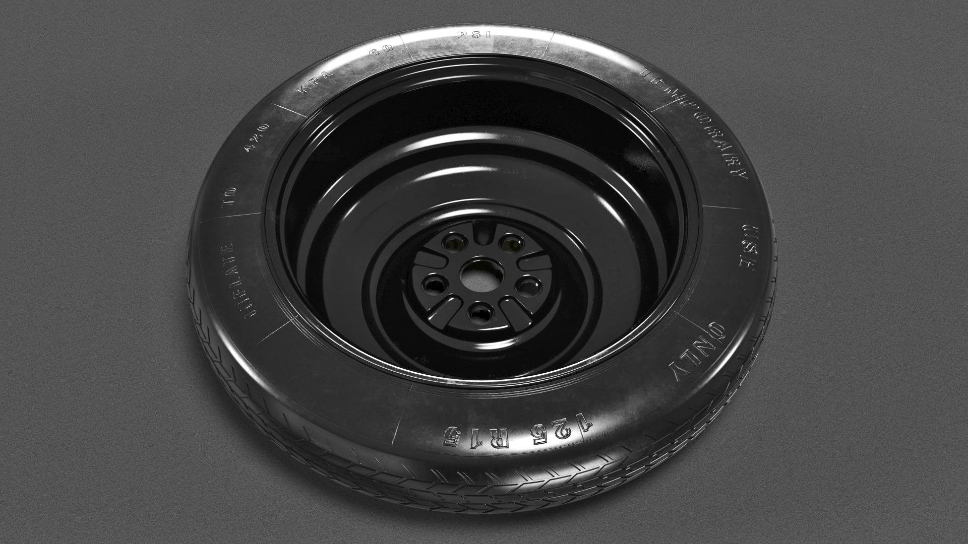 Temporary Spare Wheel with Tyre 125 R15 3D model