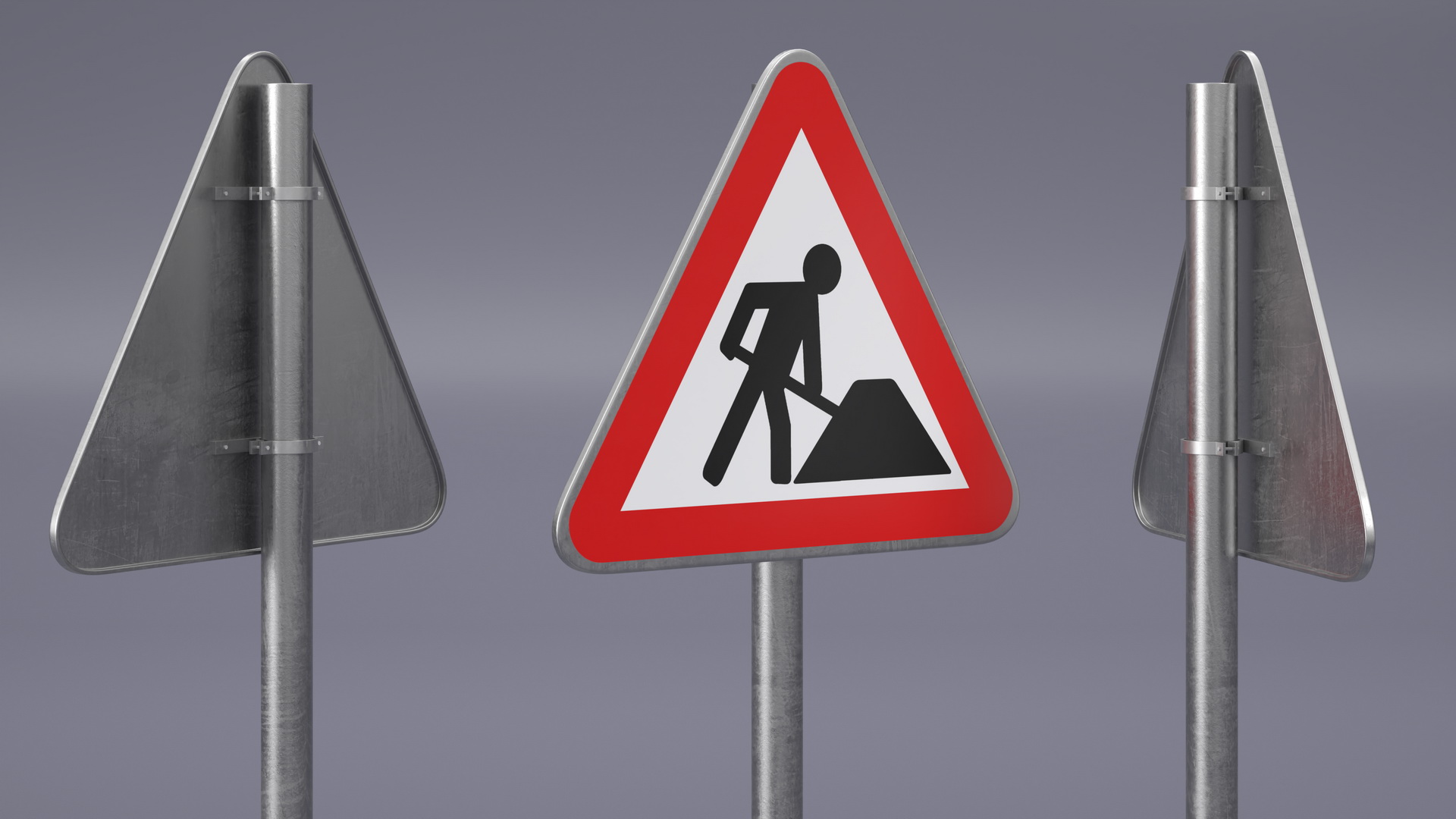 Road Sign Road Work 3D model
