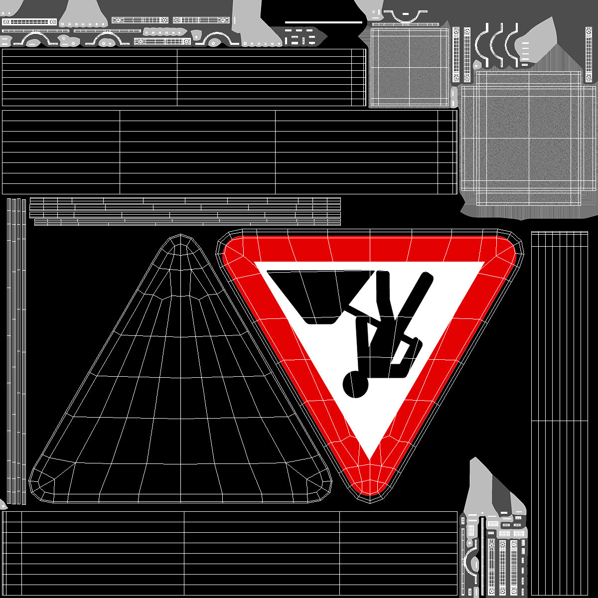 Road Sign Road Work 3D model