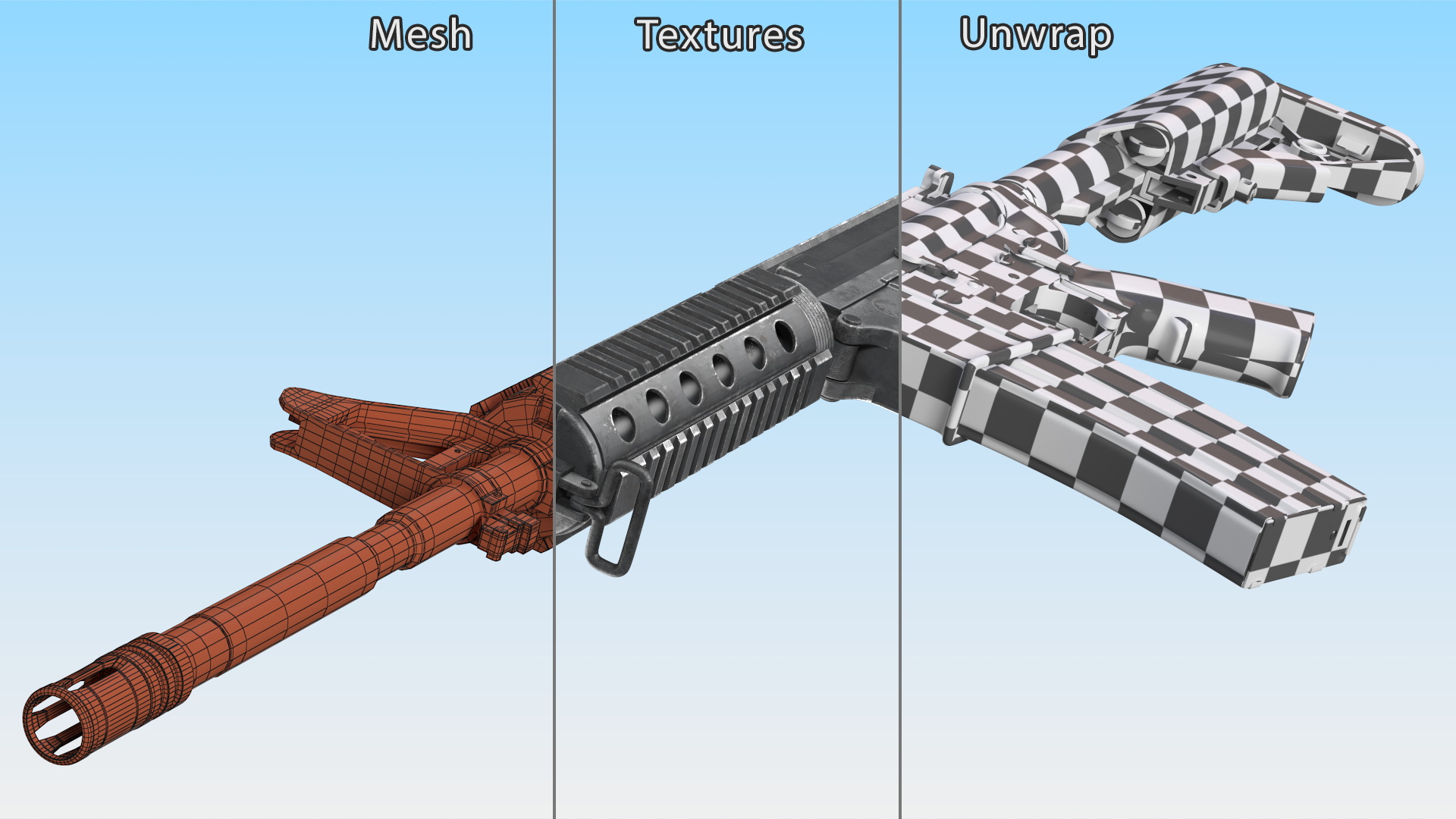 3D model Assault Rifle with Rail System