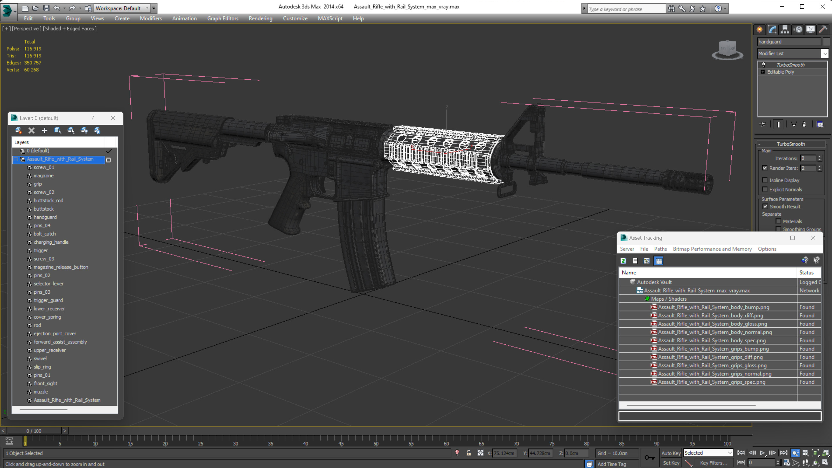 3D model Assault Rifle with Rail System