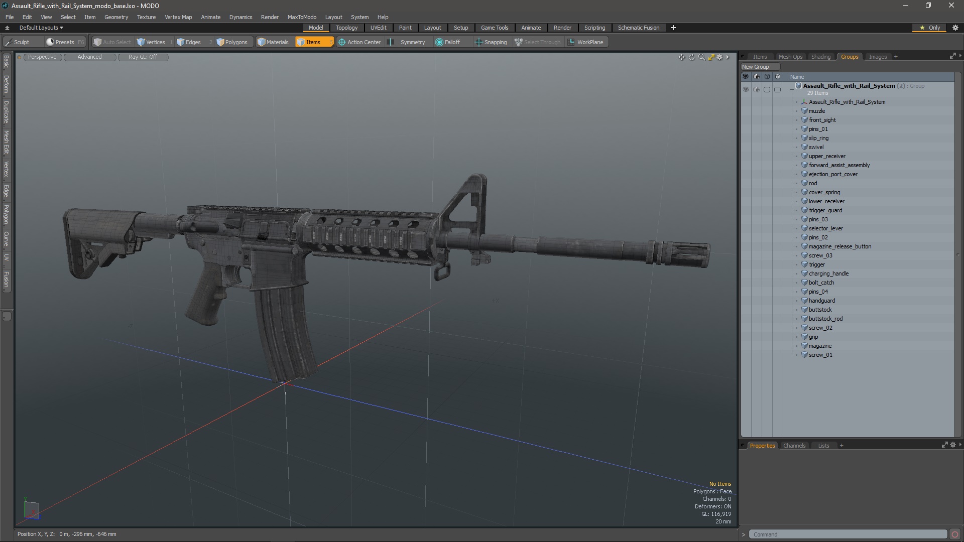3D model Assault Rifle with Rail System