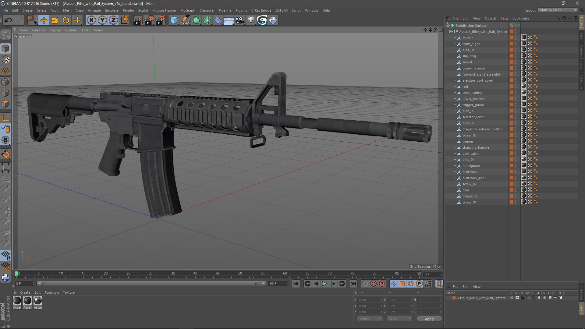 3D model Assault Rifle with Rail System