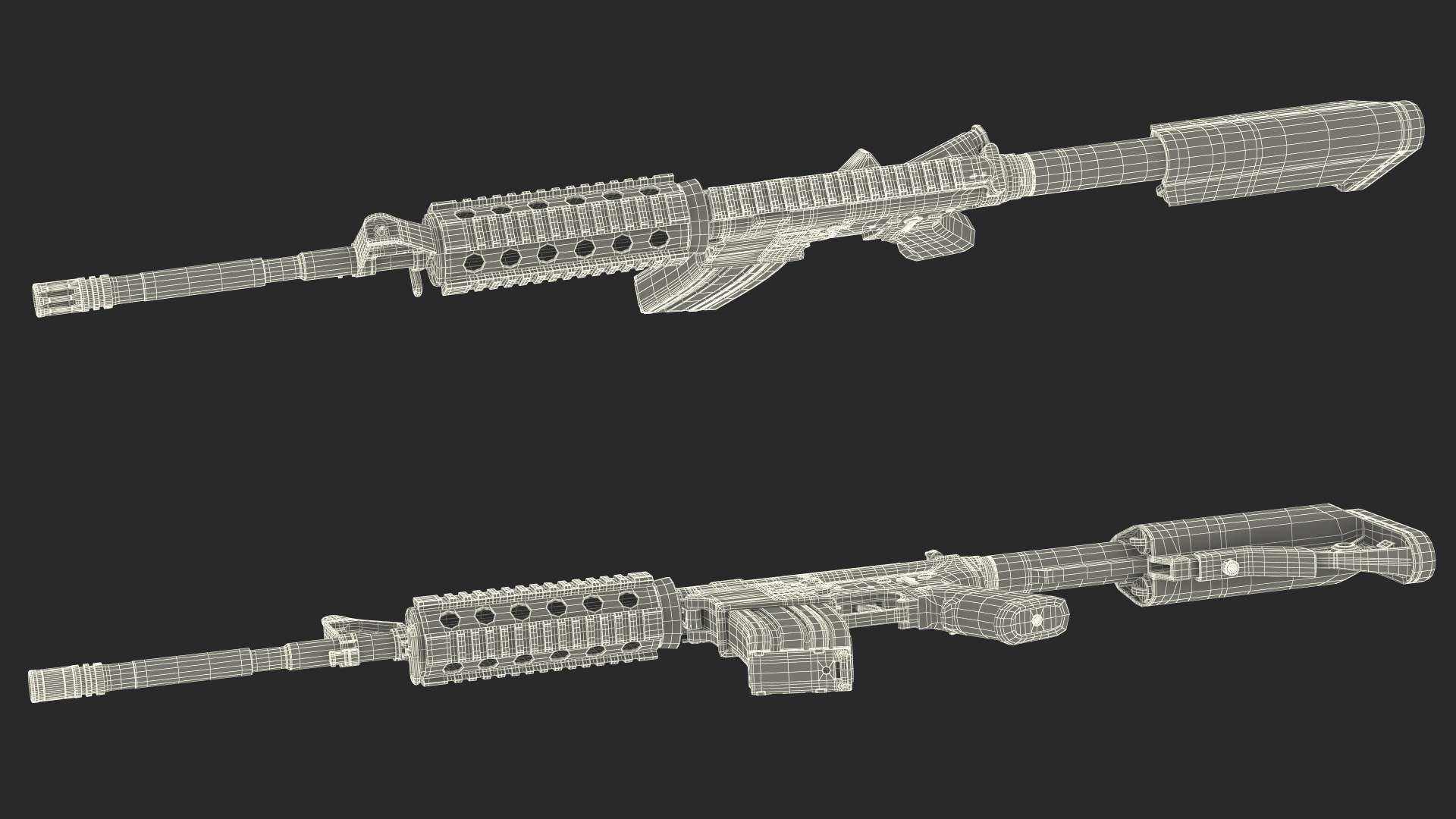 3D model Assault Rifle with Rail System