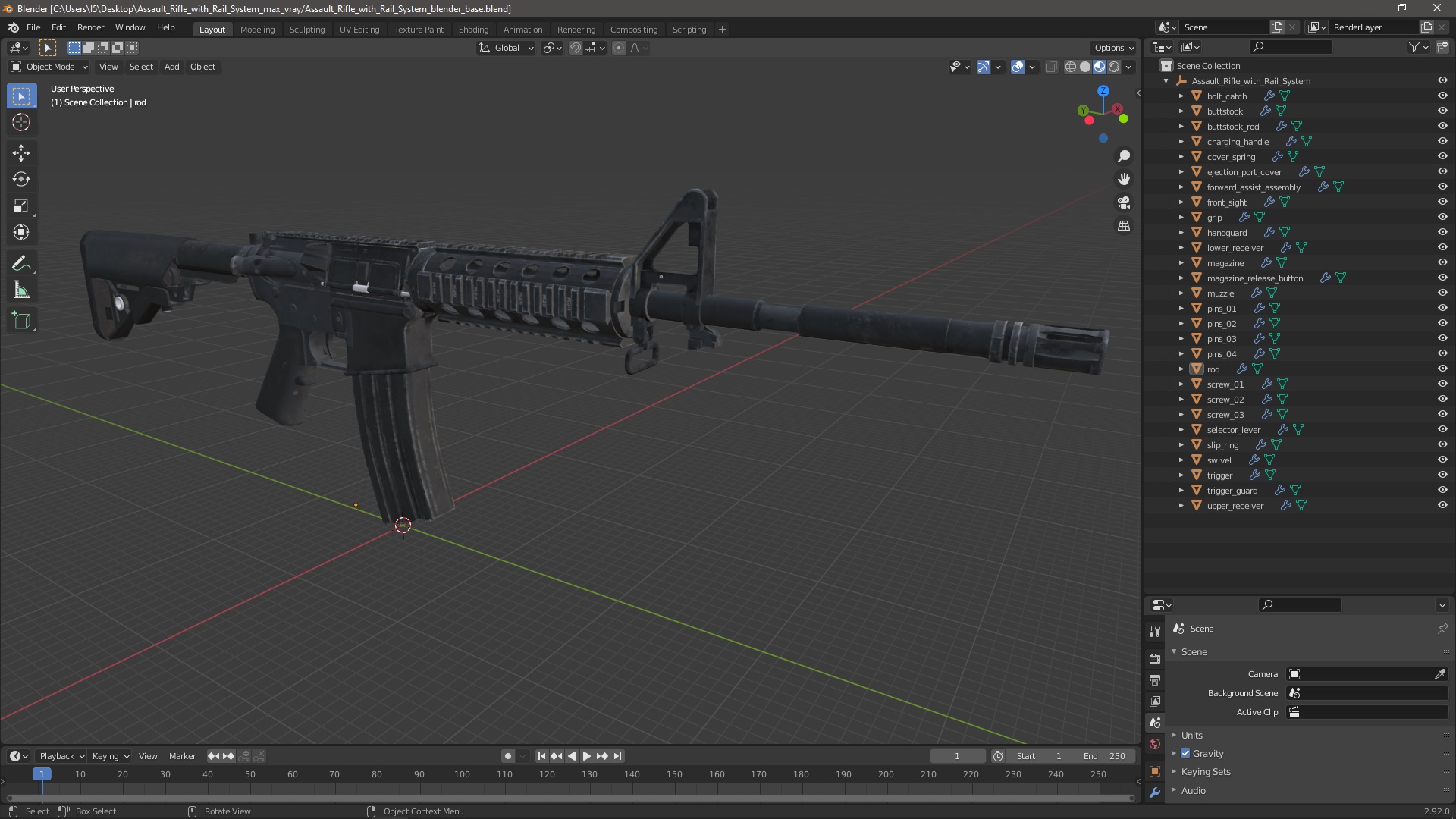 3D model Assault Rifle with Rail System