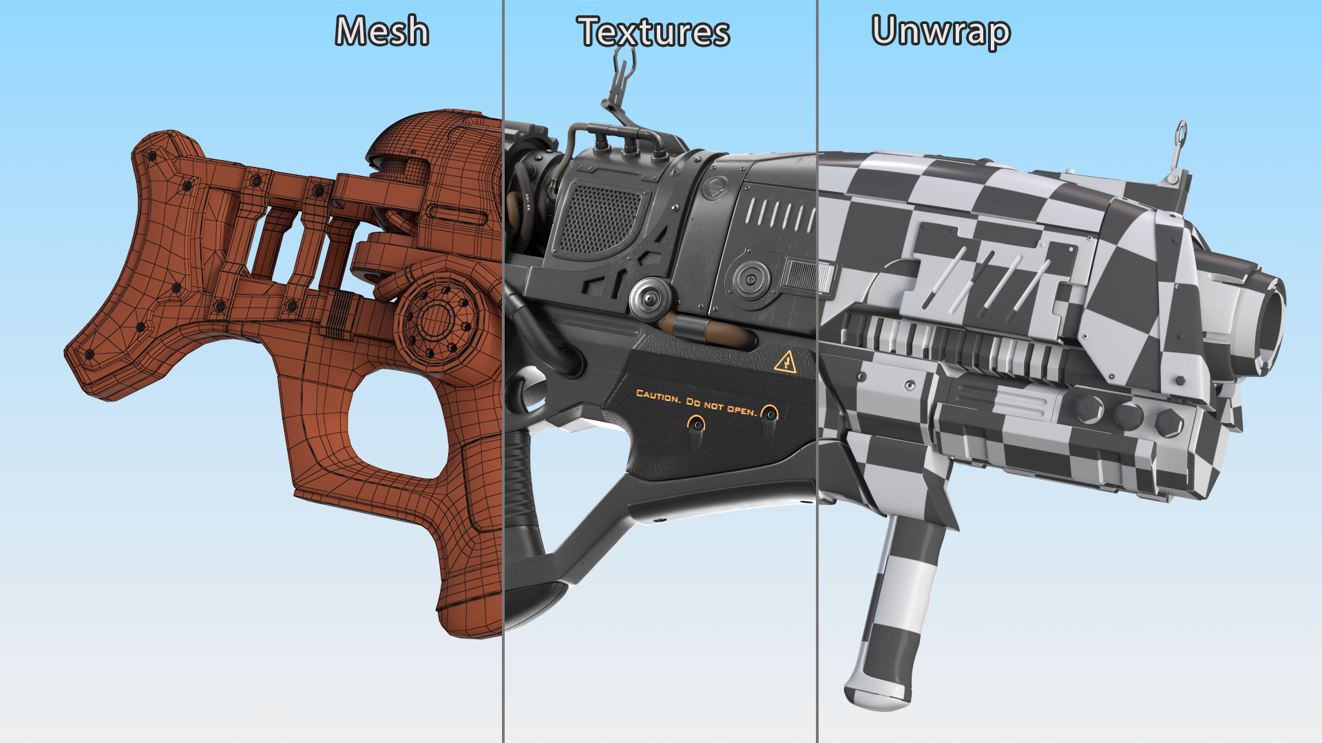 Sci Fi Military Rifle Black 3D