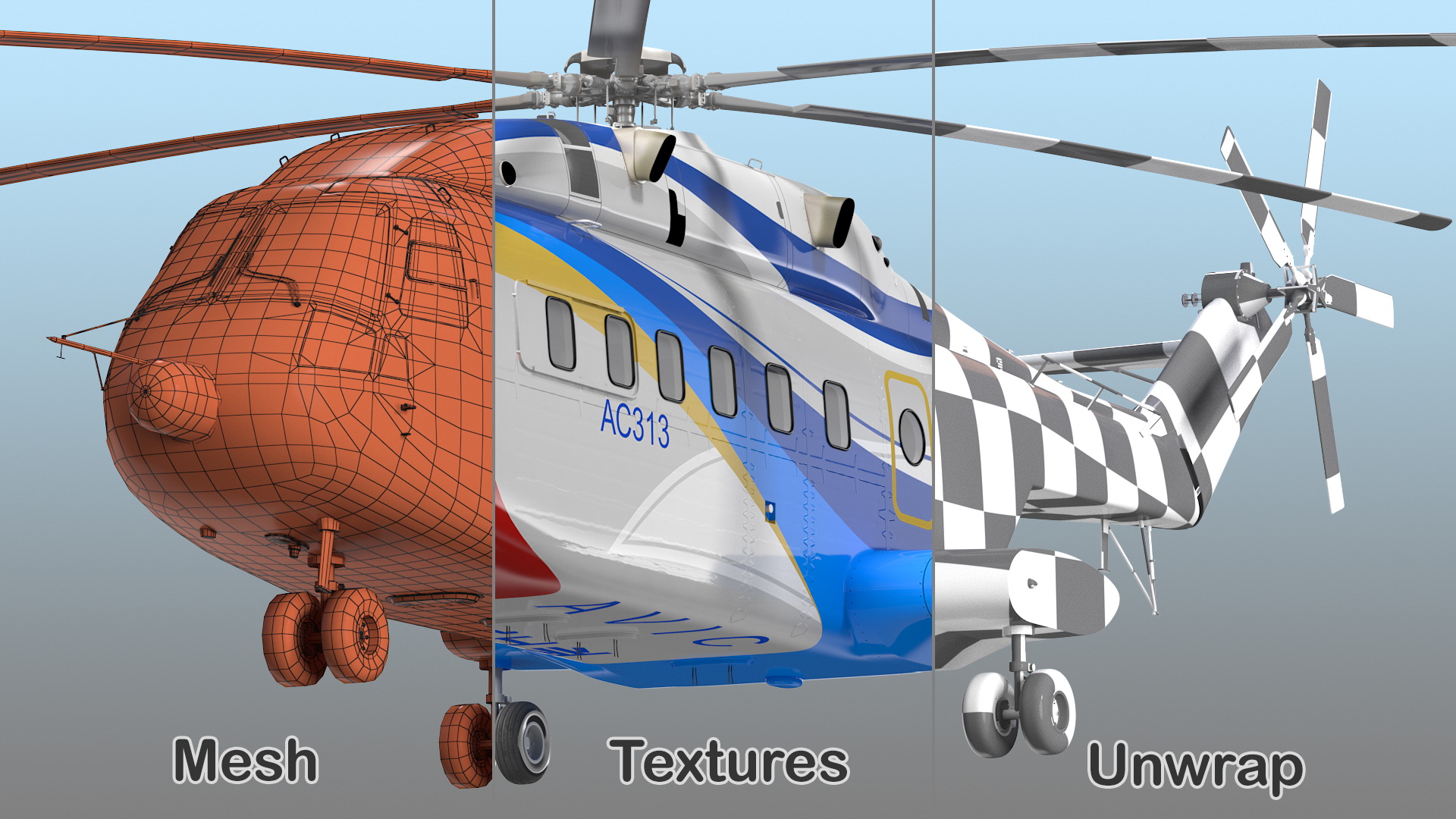 3D model Avicopter AC313 Civilian Helicopter