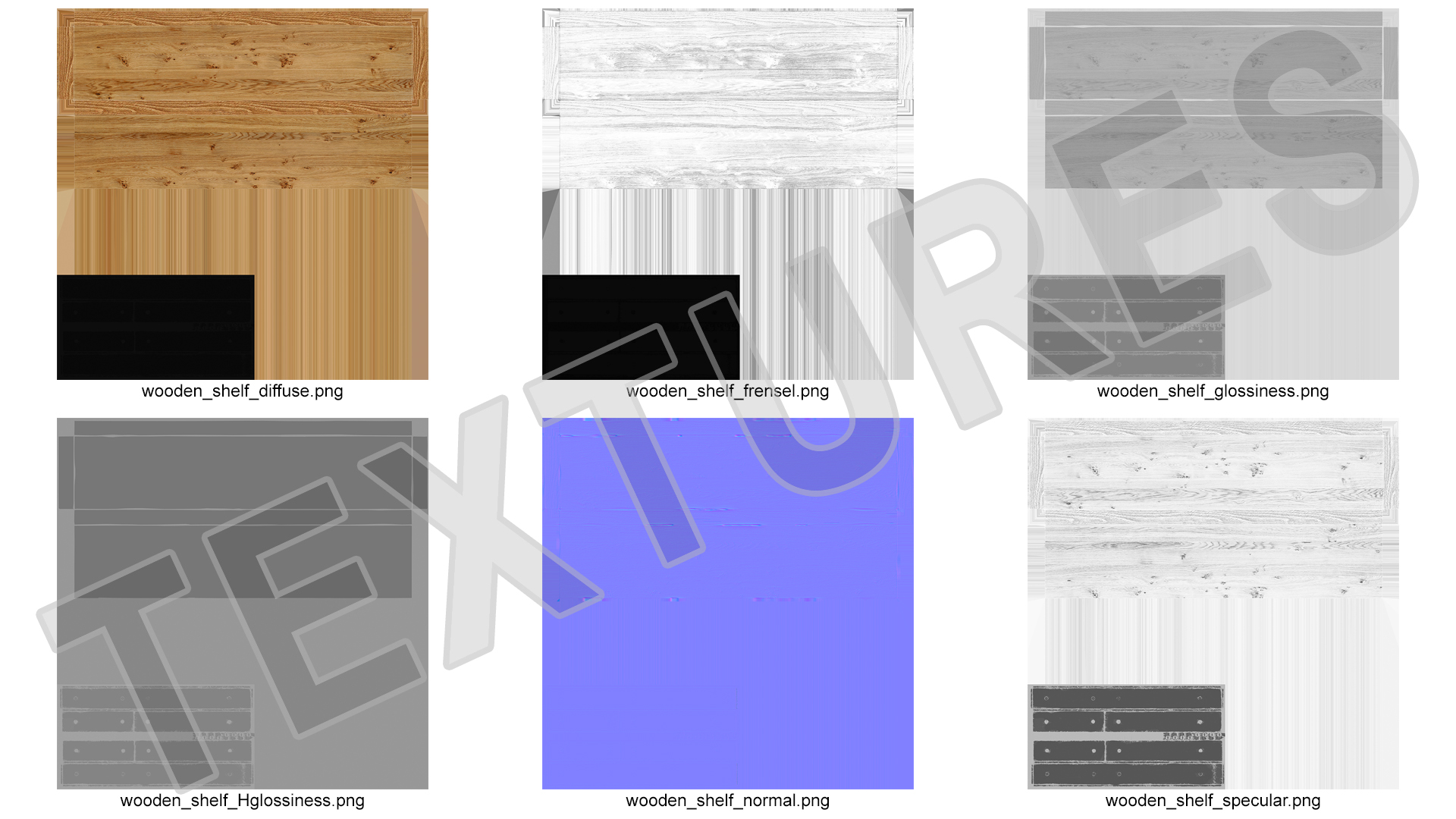 Wooden Shelf Long 3D