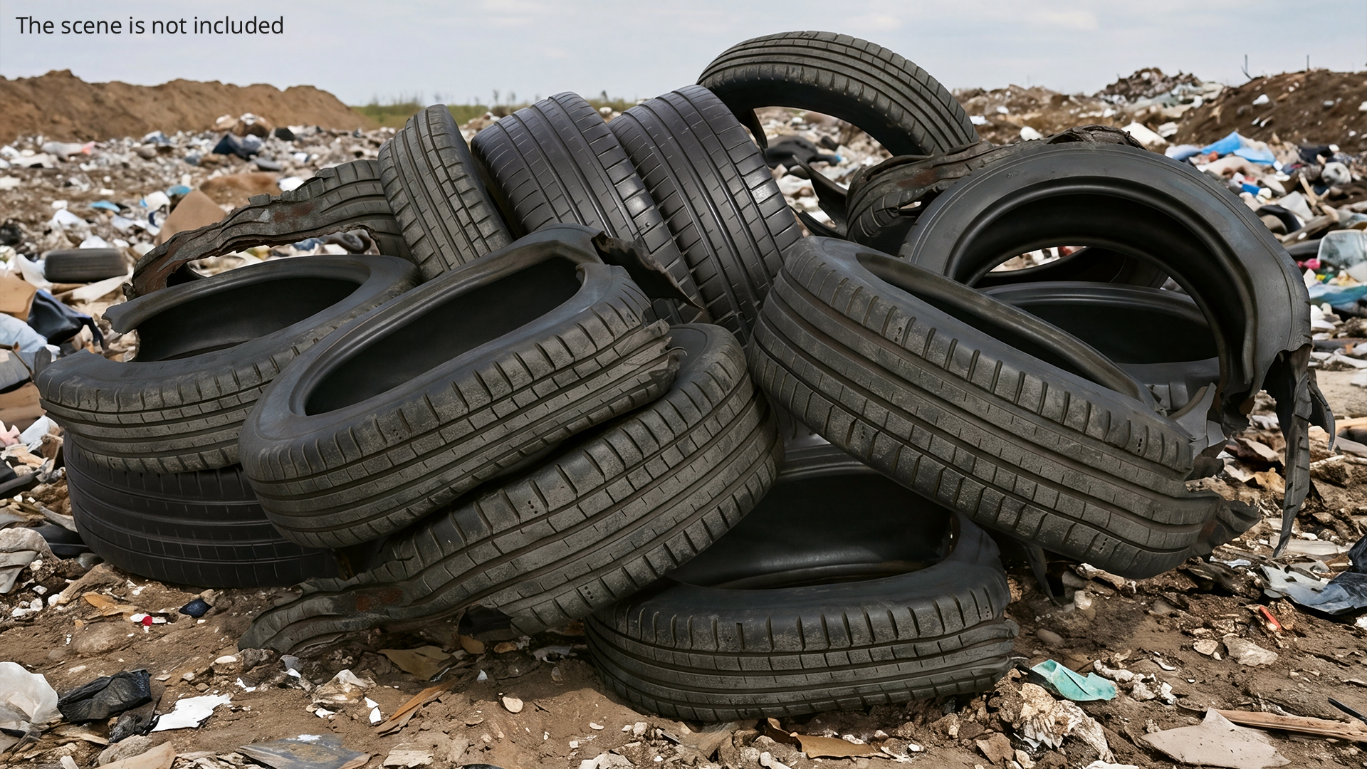 Worn Vehicle Tire Heap Old - view 3