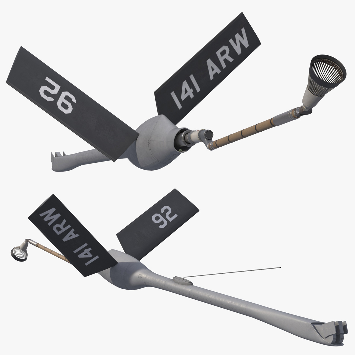 Aircraft Tanker Refueling Boom Drogue Rigged 3D model preview