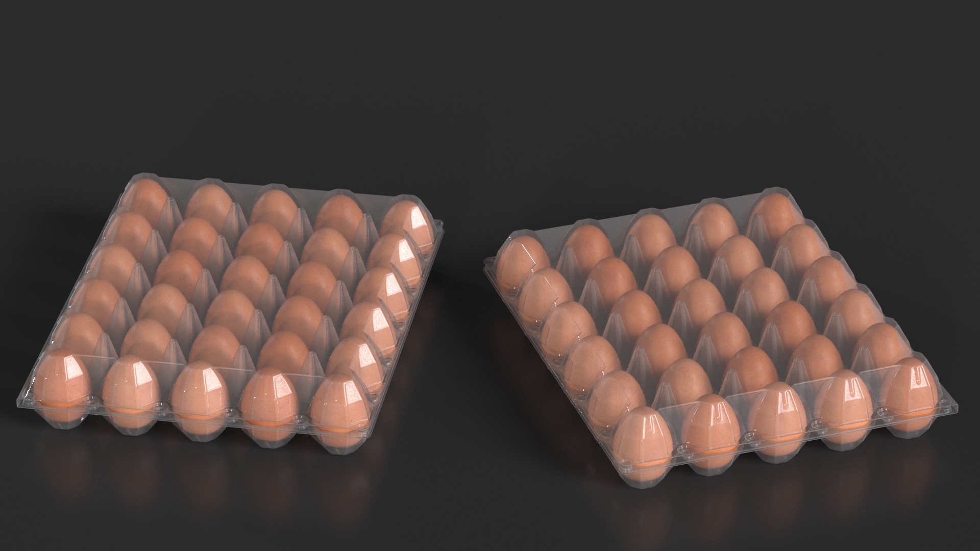 Realistic Egg Tray Packaging with 30 Brown Eggs 3D