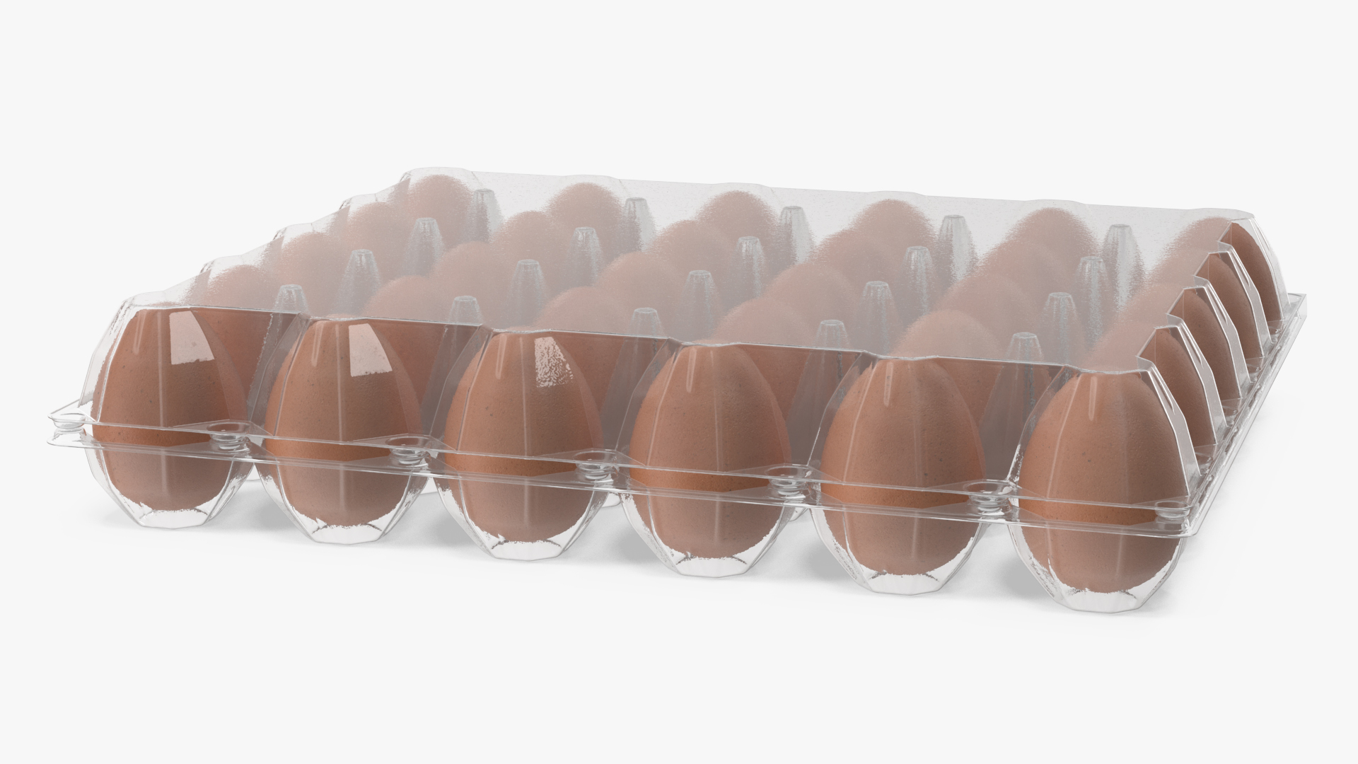 Realistic Egg Tray Packaging with 30 Brown Eggs 3D