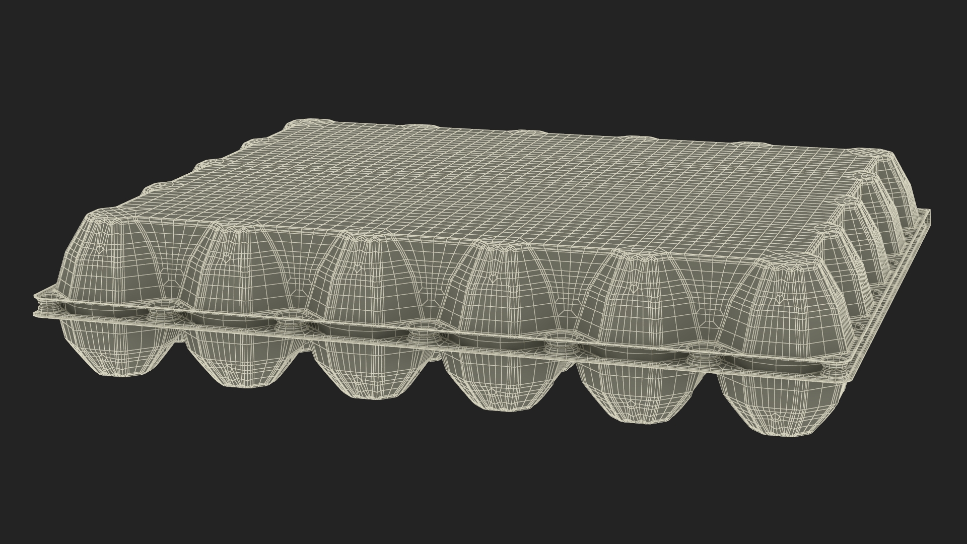Realistic Egg Tray Packaging with 30 Brown Eggs 3D