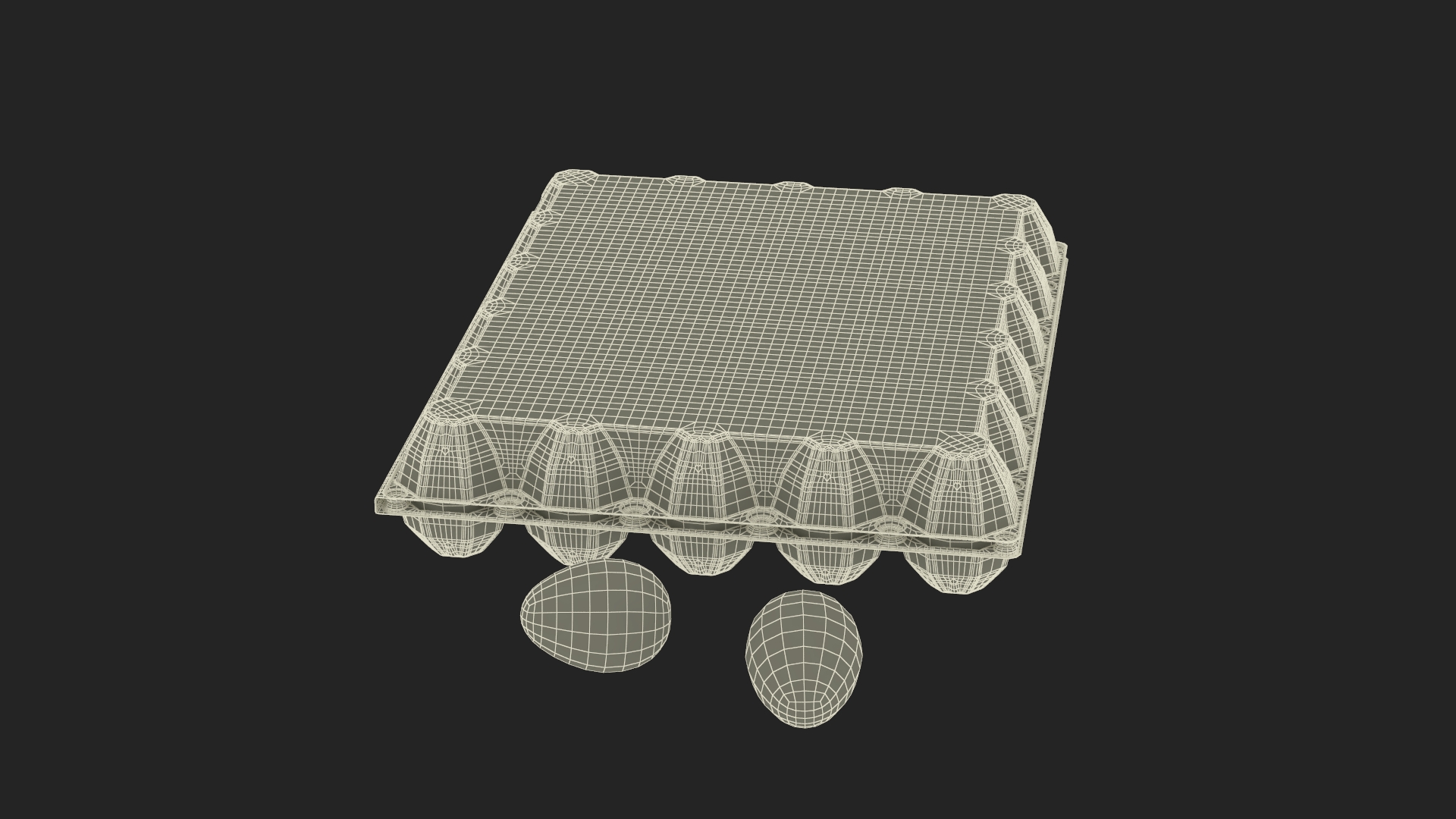 Realistic Egg Tray Packaging with 30 Brown Eggs 3D