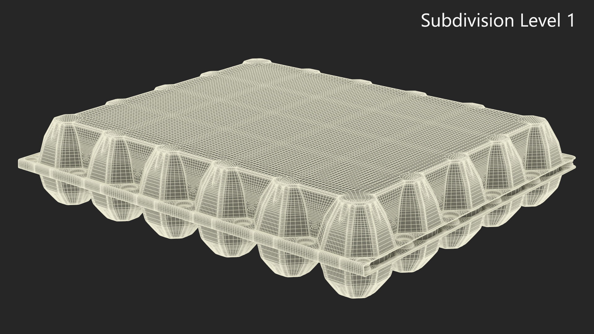 Realistic Egg Tray Packaging with 30 Brown Eggs 3D