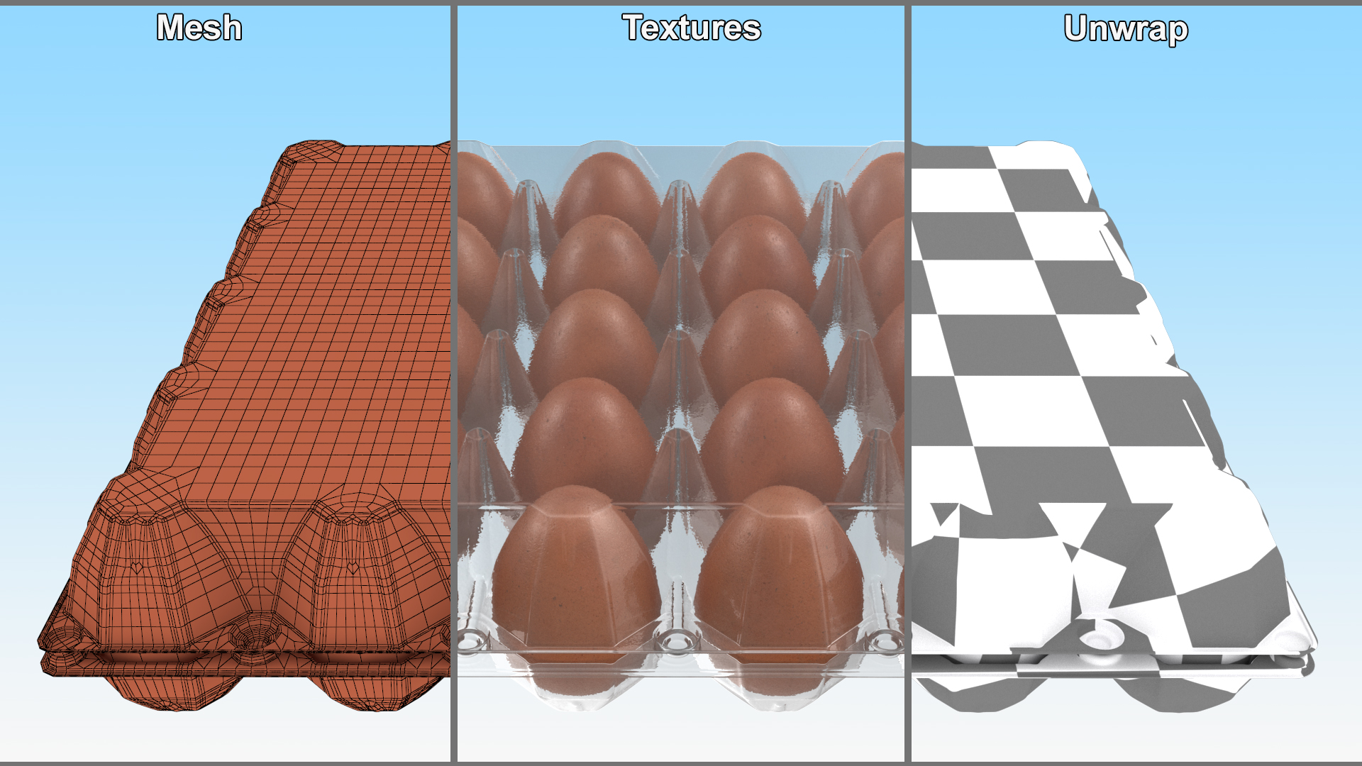 Realistic Egg Tray Packaging with 30 Brown Eggs 3D