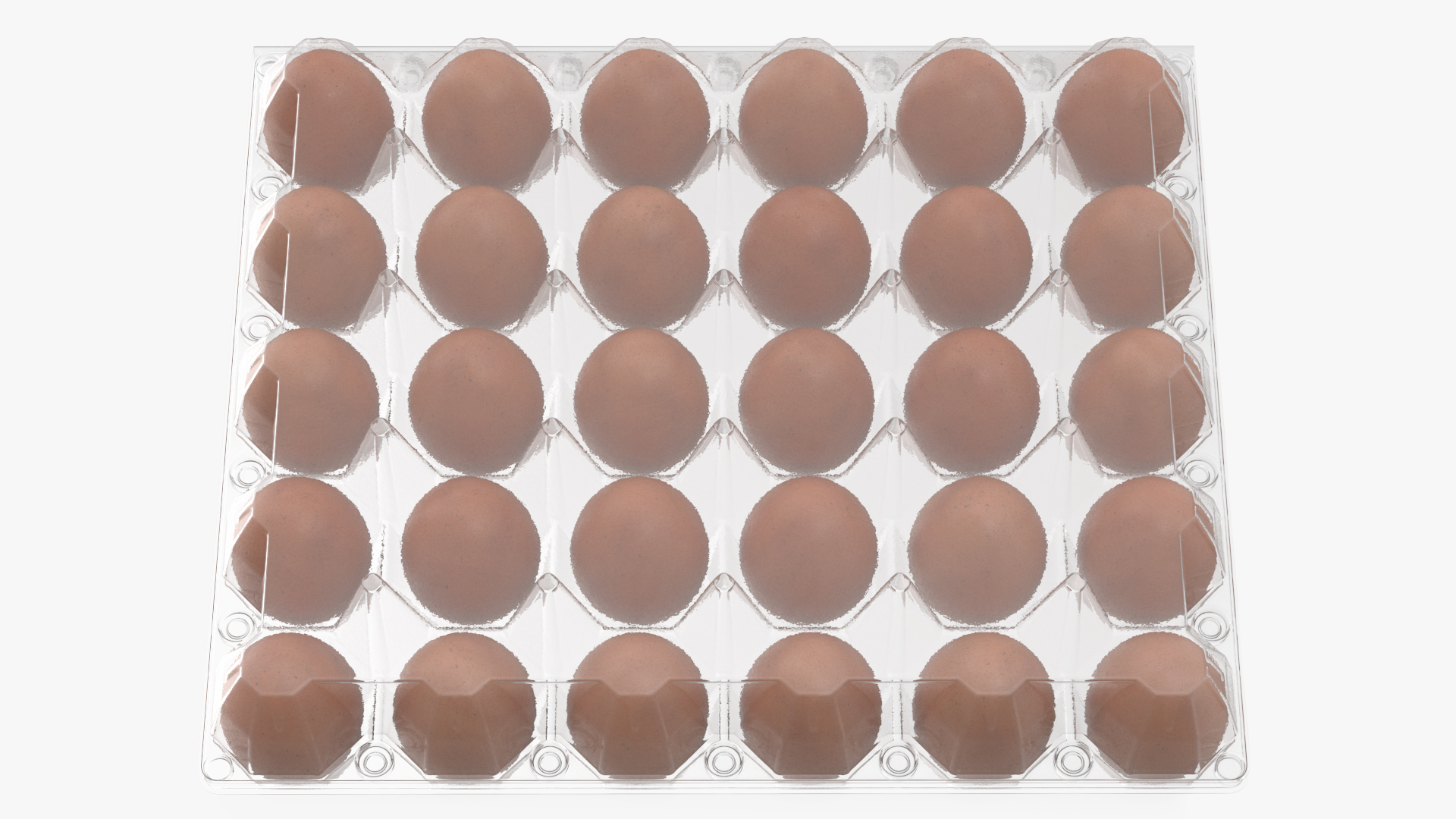 Realistic Egg Tray Packaging with 30 Brown Eggs 3D