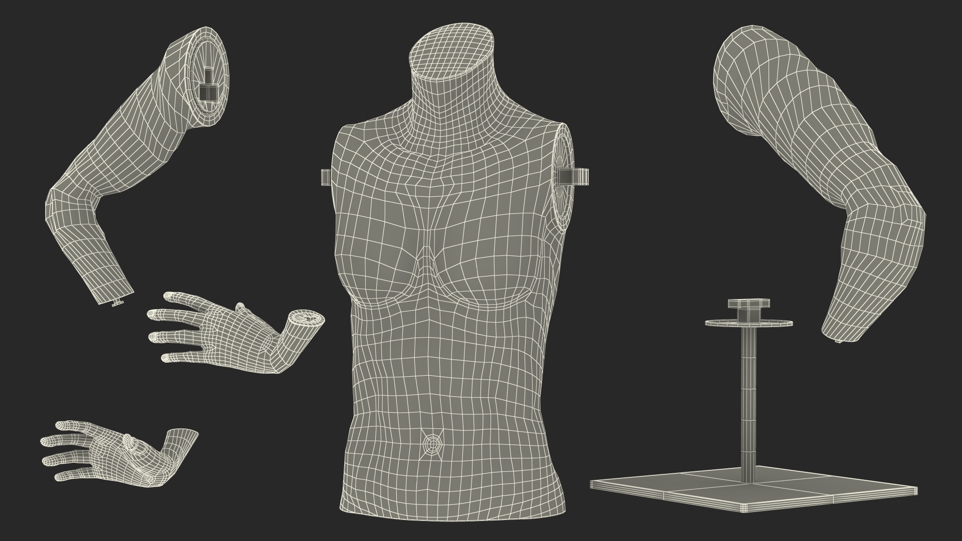 3D model Female Torso Sports Mannequin Black